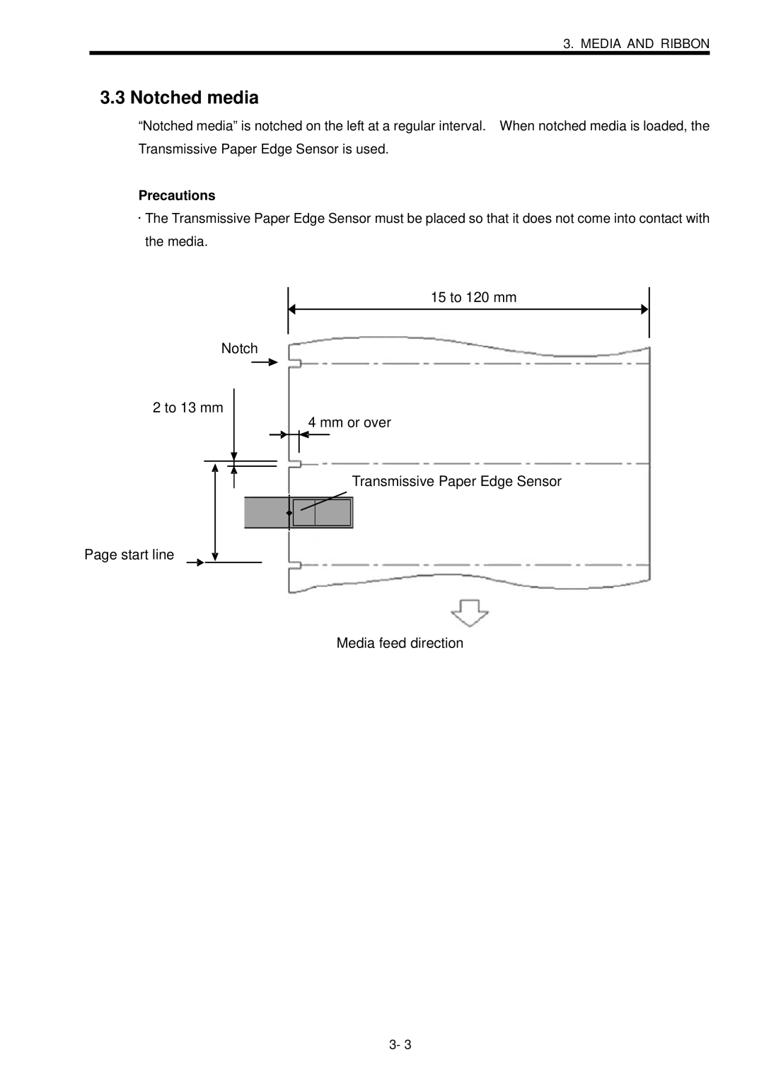 Toshiba B-SX600 manual Notched media 