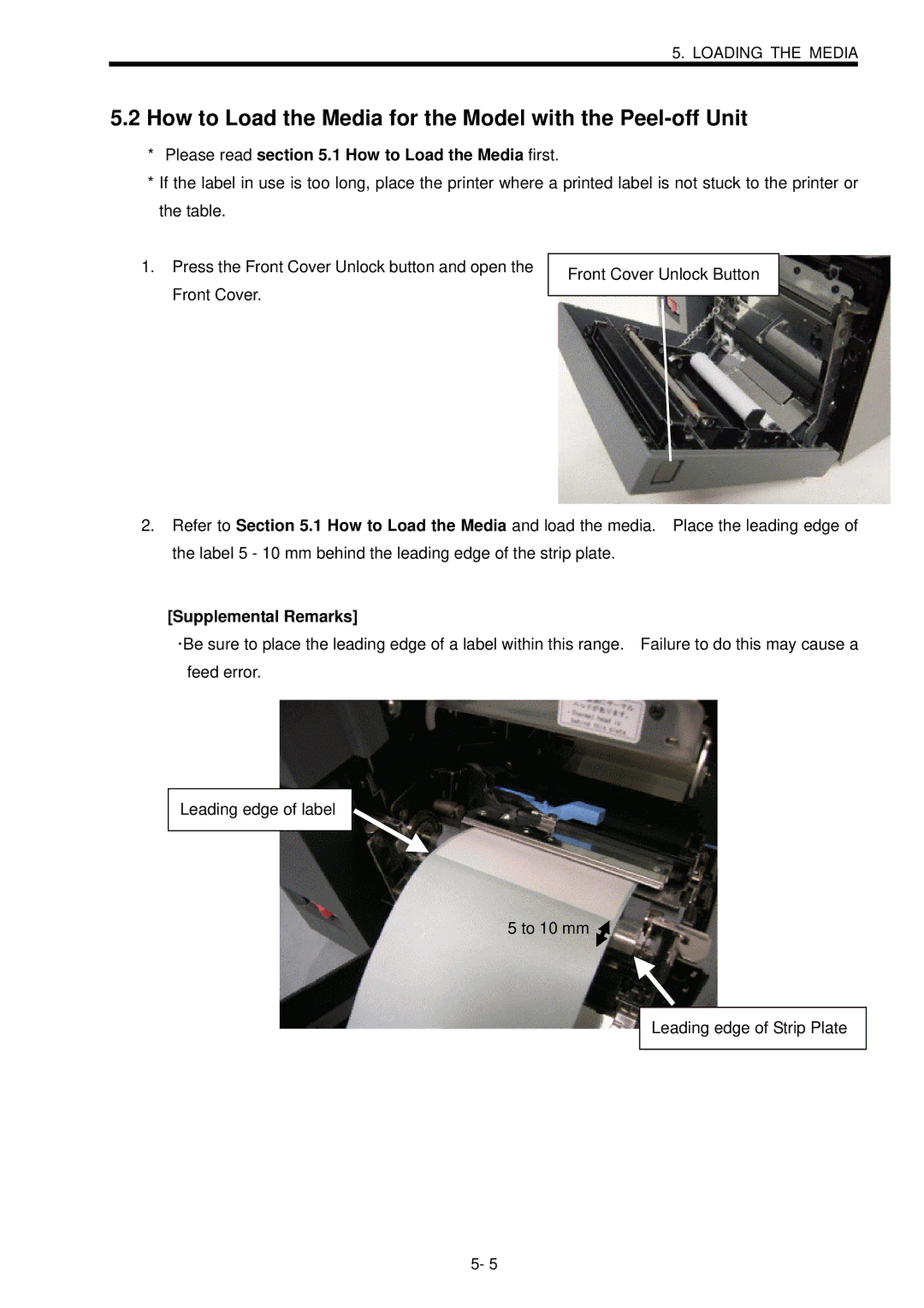 Toshiba B-SX600 How to Load the Media for the Model with the Peel-off Unit, Please read .1 How to Load the Media first 