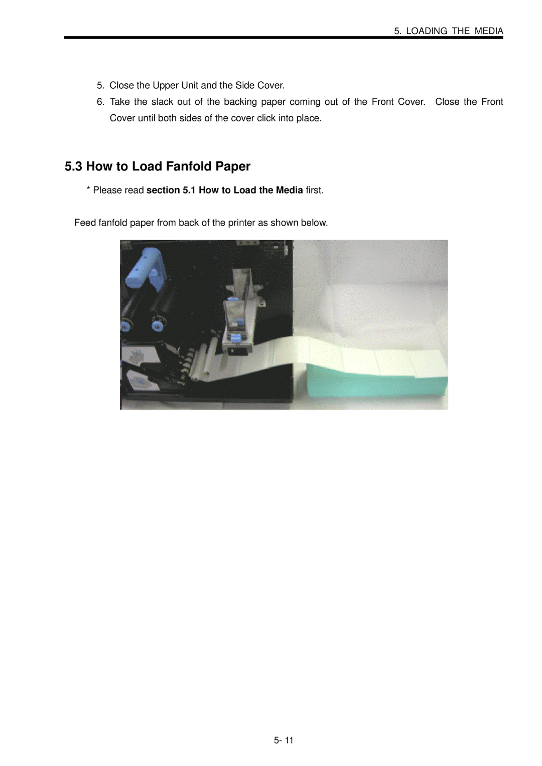 Toshiba B-SX600 manual How to Load Fanfold Paper, Please read .1 How to Load the Media first 