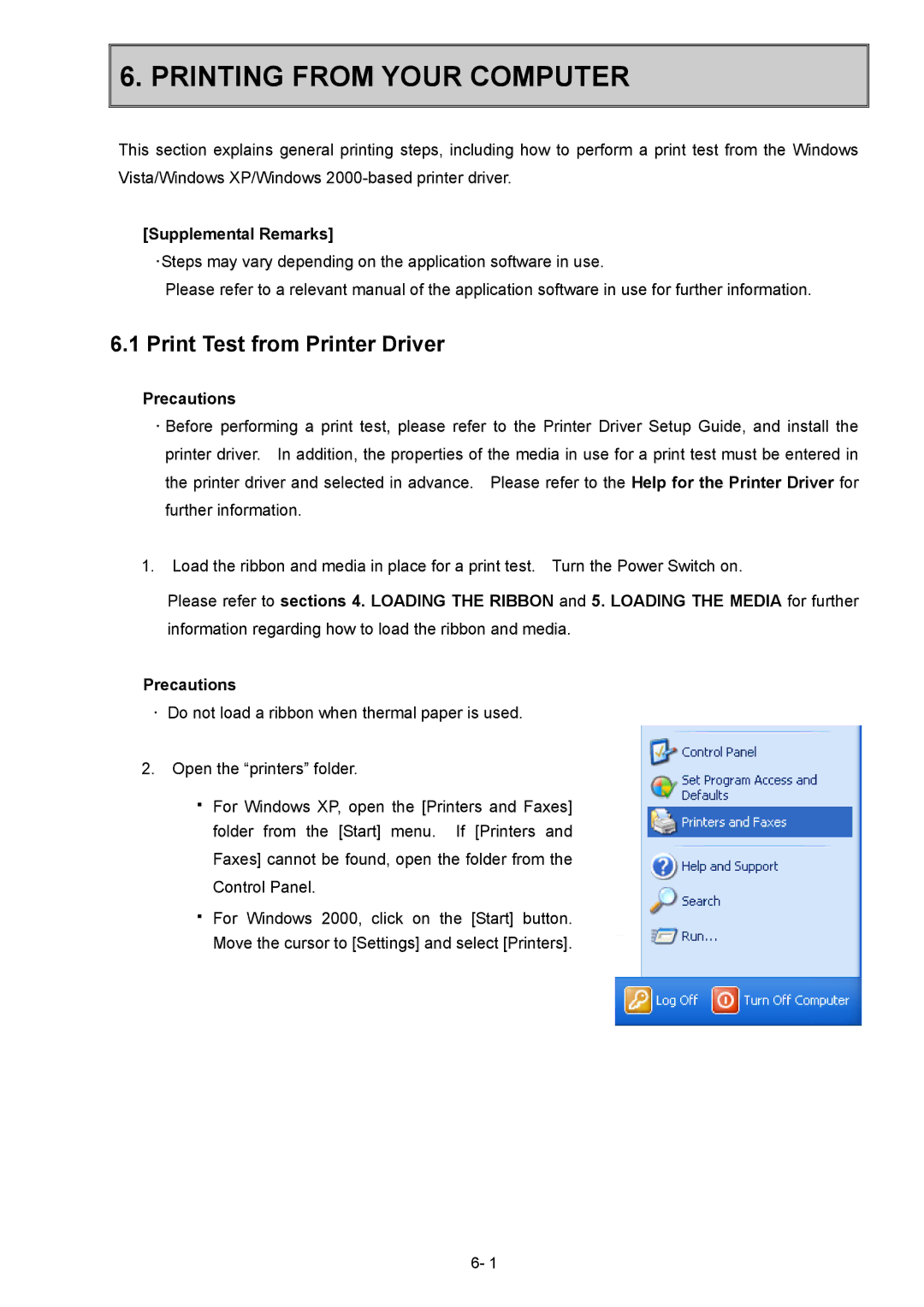 Toshiba B-SX600 manual Printing from Your Computer, Print Test from Printer Driver 