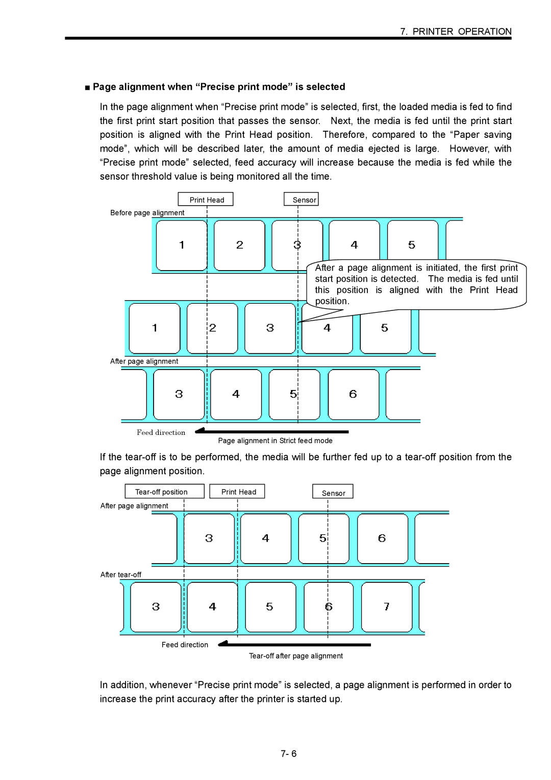 Toshiba B-SX600 manual Alignment when Precise print mode is selected 