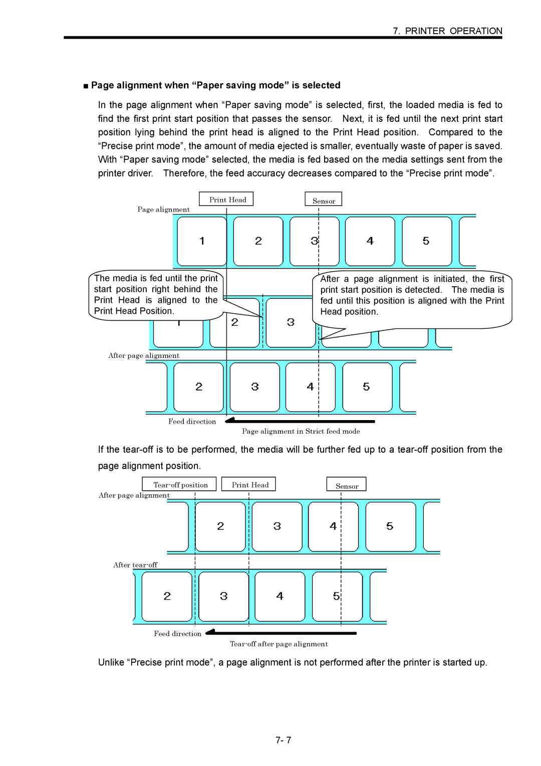 Toshiba B-SX600 manual Alignment when Paper saving mode is selected 