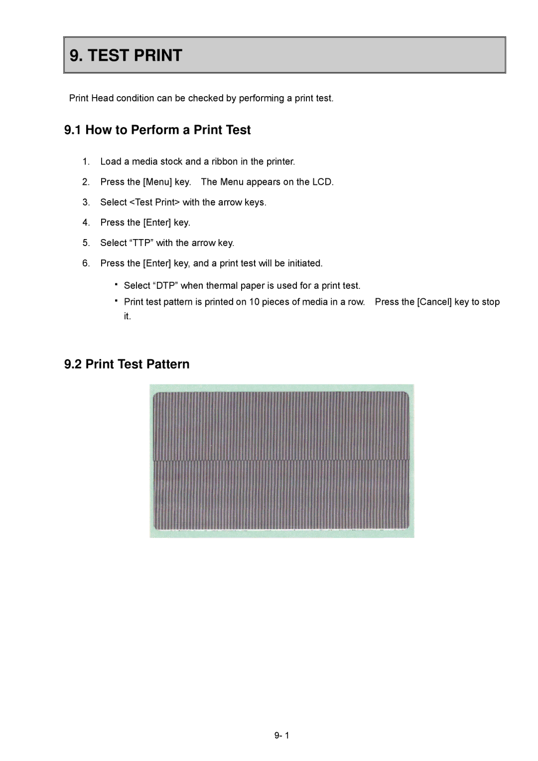 Toshiba B-SX600 manual Test Print, How to Perform a Print Test, Print Test Pattern 