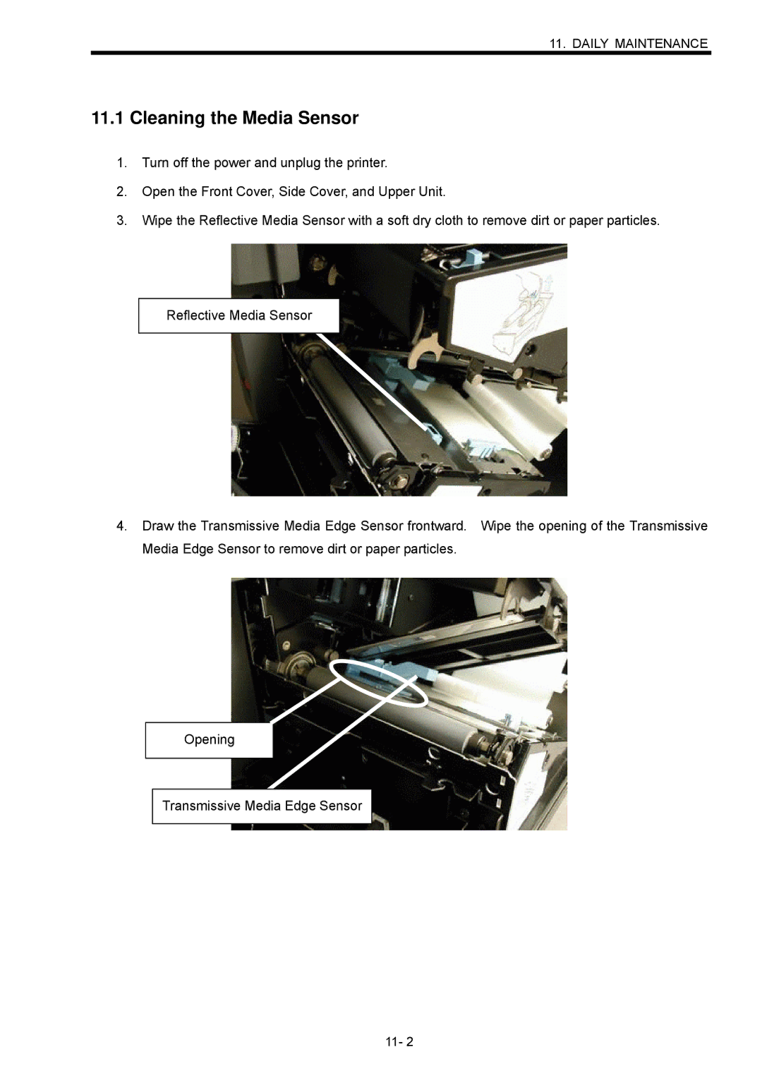 Toshiba B-SX600 manual Cleaning the Media Sensor 