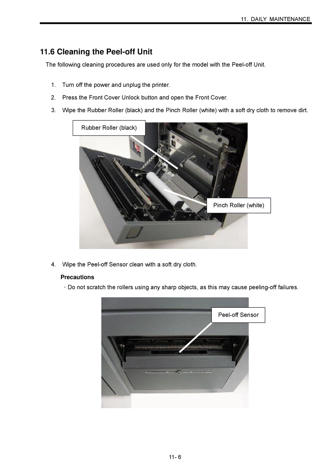 Toshiba B-SX600 manual Cleaning the Peel-off Unit 