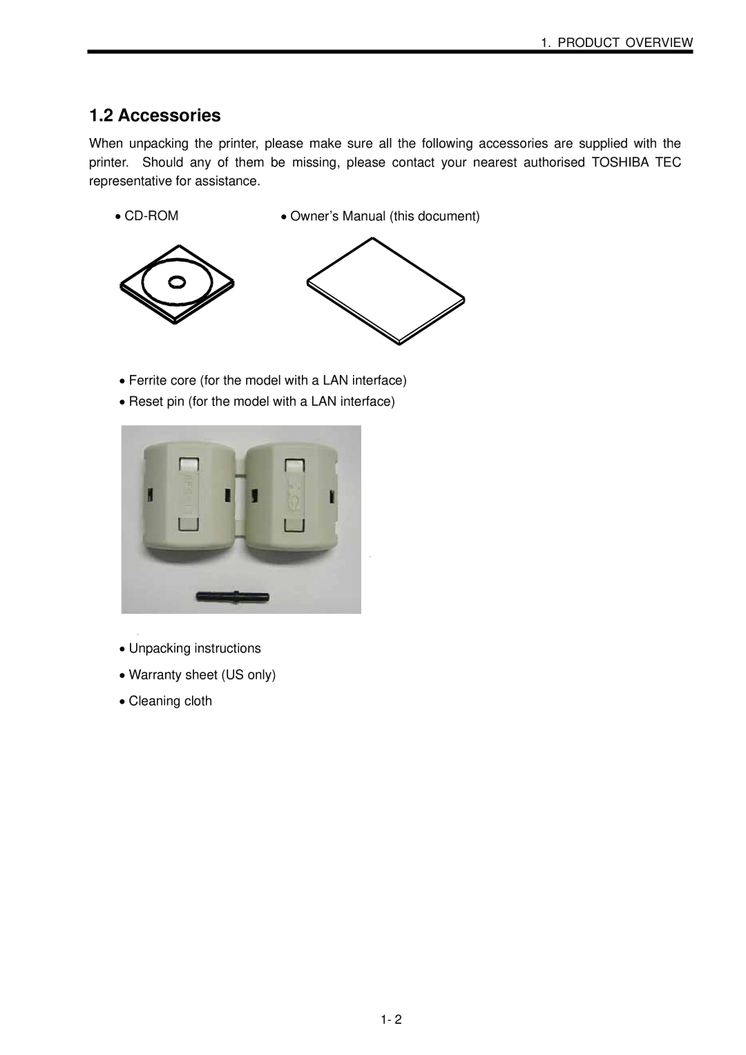 Toshiba B-SX600 manual Accessories, Cd-Rom 