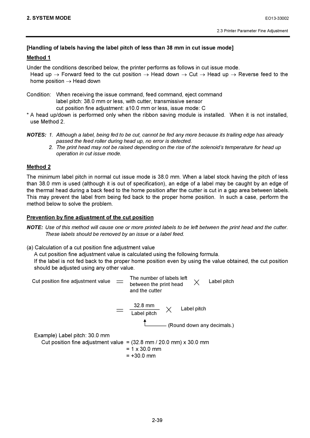 Toshiba B-SX8T, B-SX6T manual Method, Prevention by fine adjustment of the cut position 