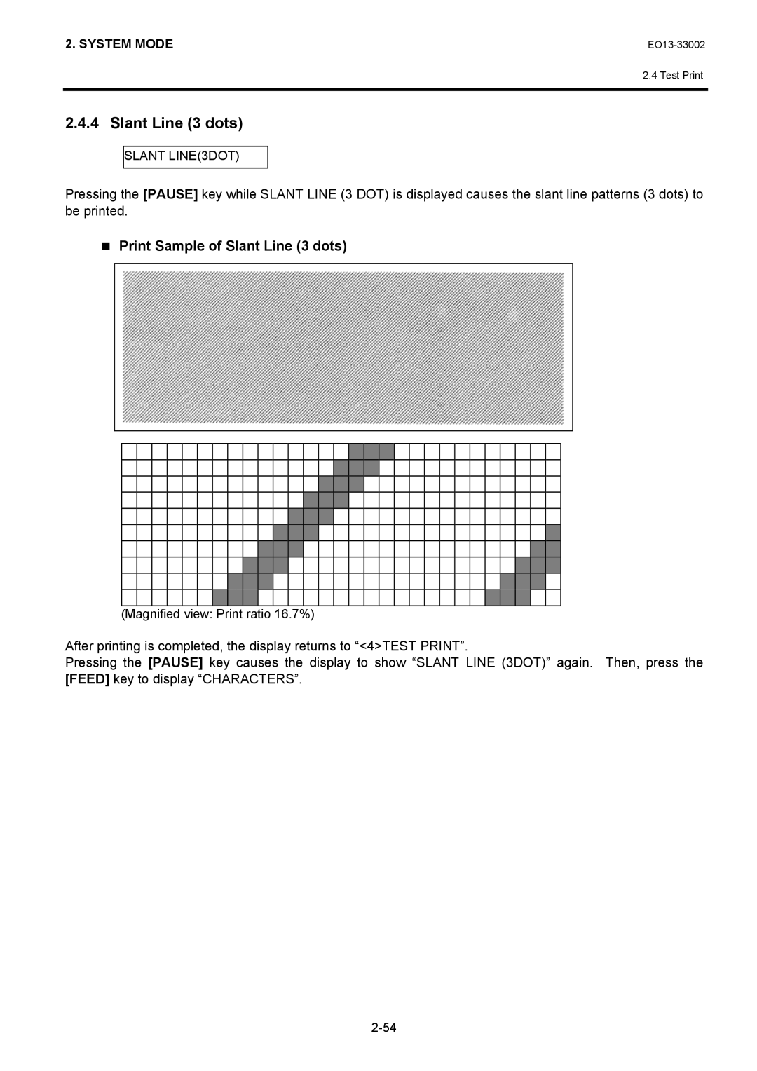 Toshiba B-SX6T, B-SX8T manual Print Sample of Slant Line 3 dots 