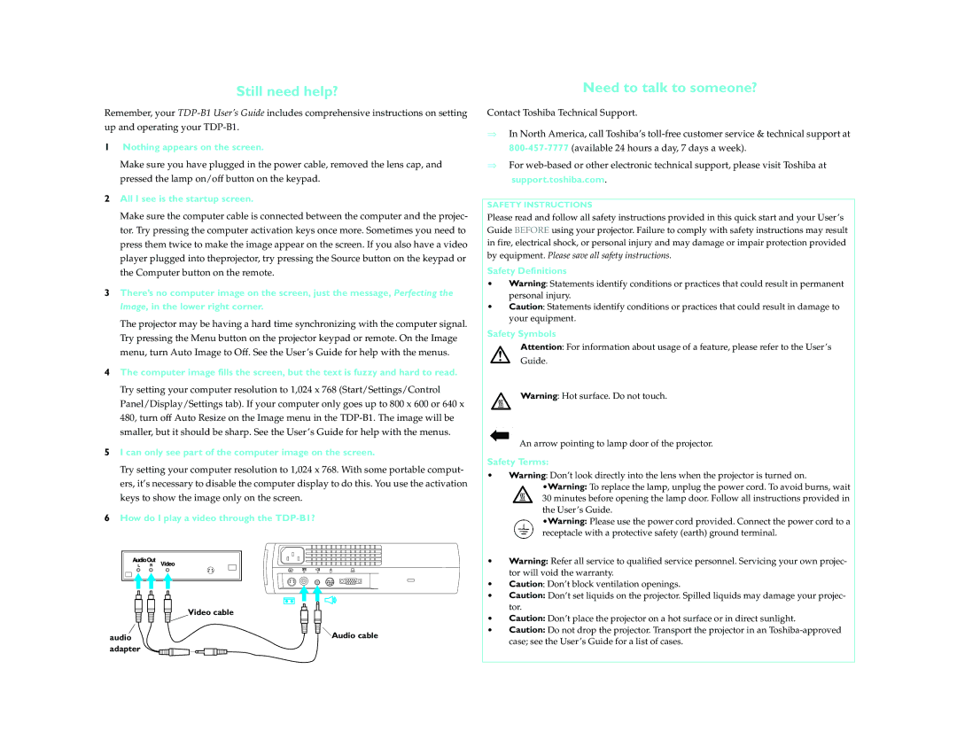 Toshiba B1 manual Still need help?, Need to talk to someone? 