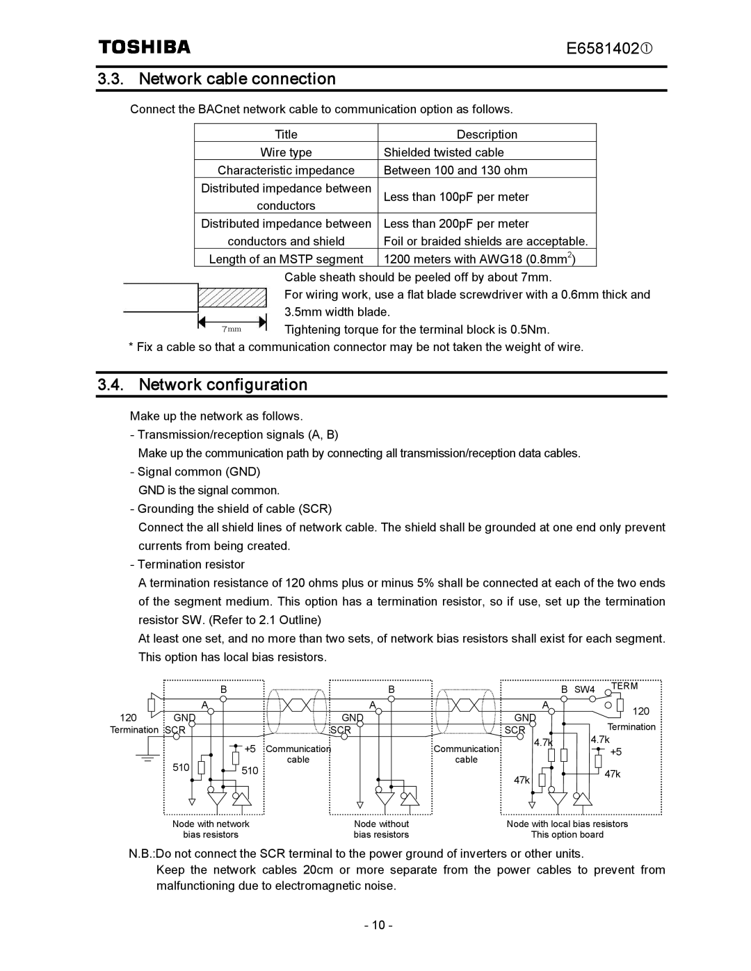 Toshiba BCN002Z instruction manual Network cable connection, Network configuration 