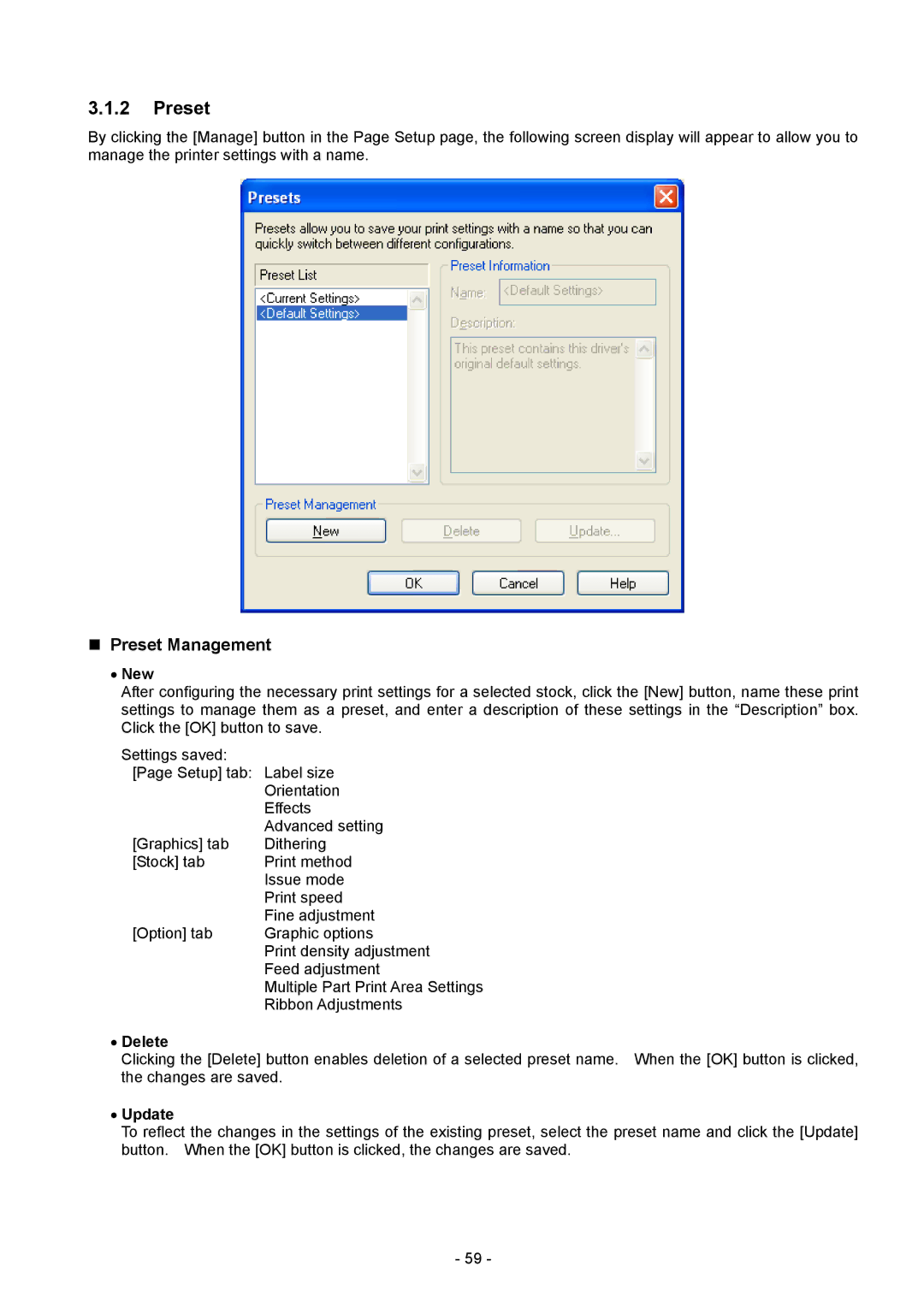 Toshiba BDRV-WBX8-Z31 Version 7.2.4 M-3 manual „ Preset Management, New, Delete, Update 