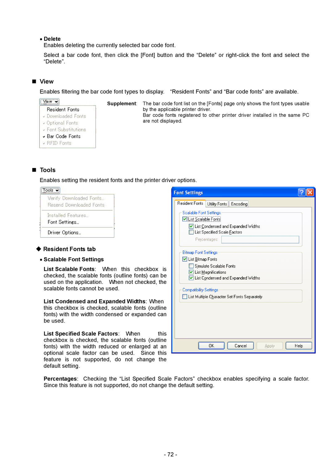 Toshiba BDRV-WBX8-Z31 Version 7.2.4 M-3 manual „ View, „ Tools, Scalable Font Settings 