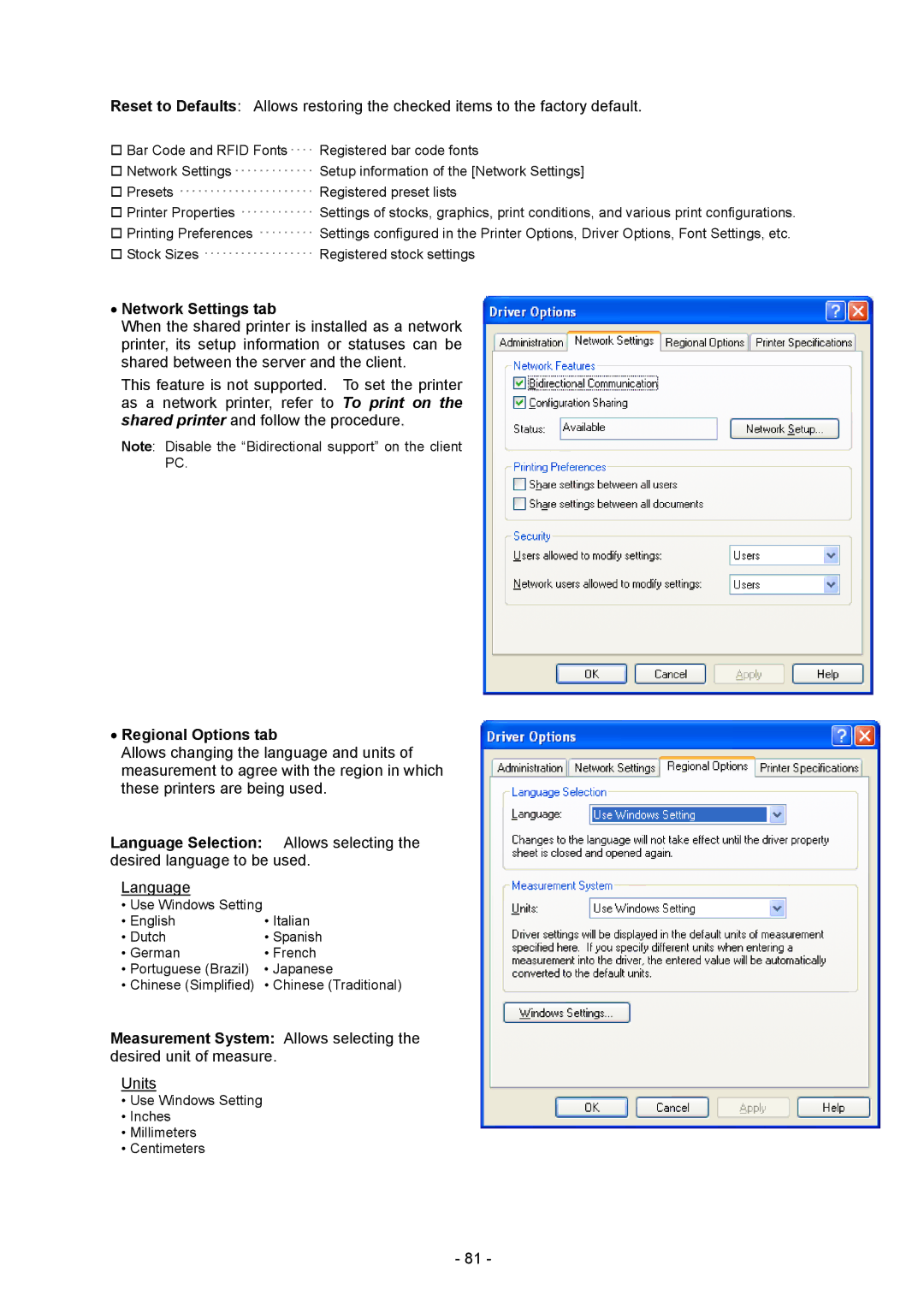 Toshiba BDRV-WBX8-Z31 Version 7.2.4 M-3 manual Network Settings tab, Regional Options tab, Language Selection 