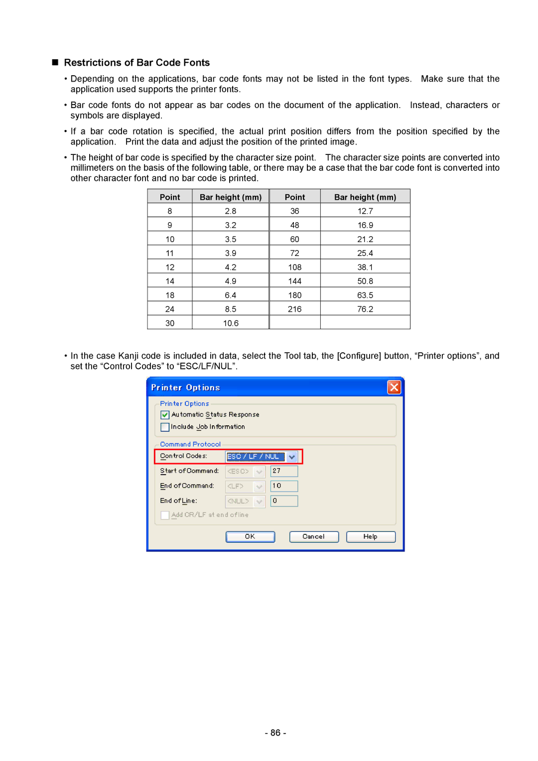 Toshiba BDRV-WBX8-Z31 Version 7.2.4 M-3 manual „ Restrictions of Bar Code Fonts 