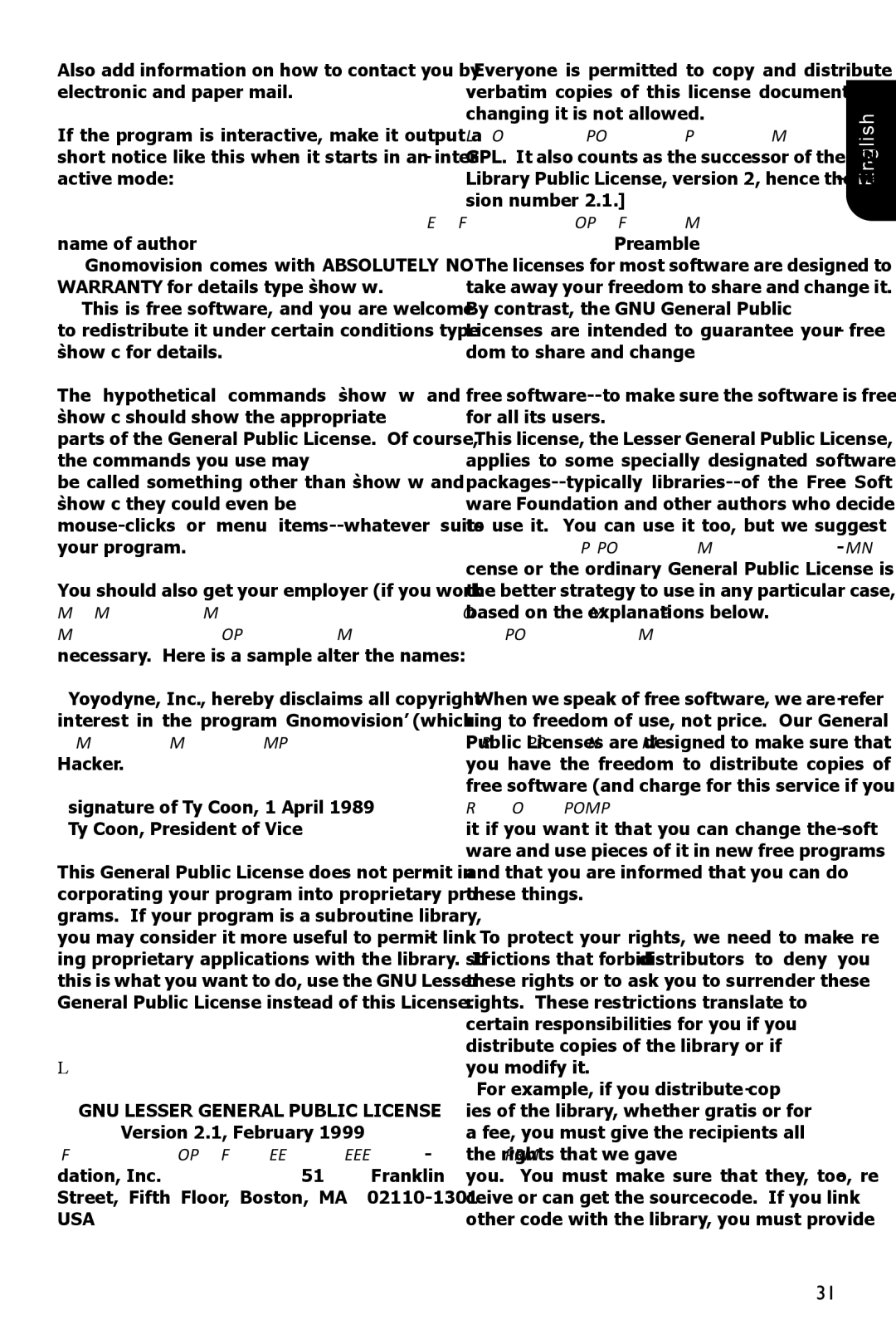 Toshiba BDX1100KC owner manual LGPLv2.1, GNU Lesser General Public License, Usa 