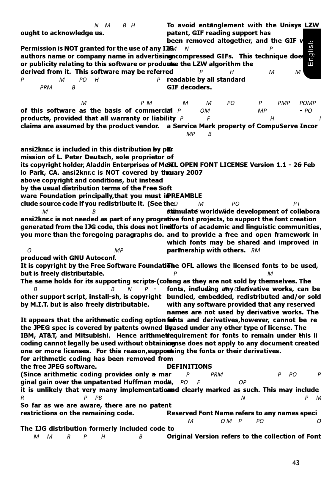 Toshiba BDX1100KC owner manual Use the LZW algorithm, CharisSIL OFL, Preamble, Definitions 