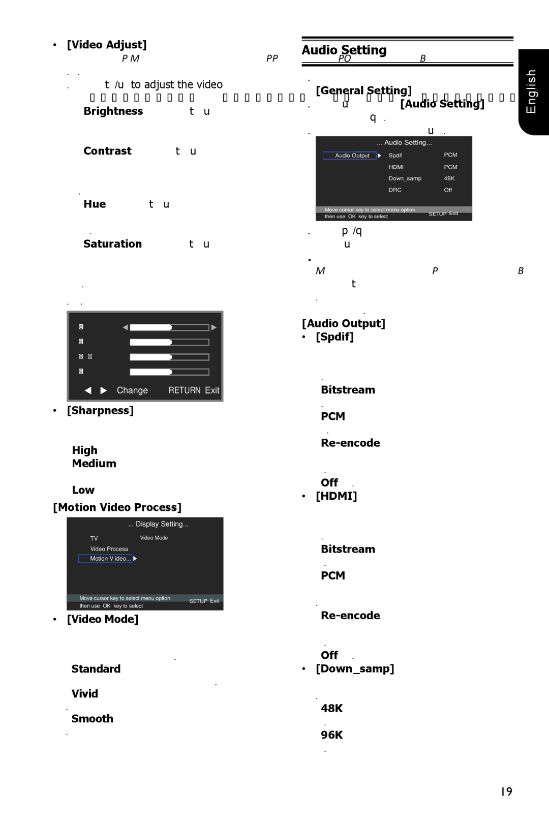 Toshiba BDX1100KU owner manual Audio Setting 