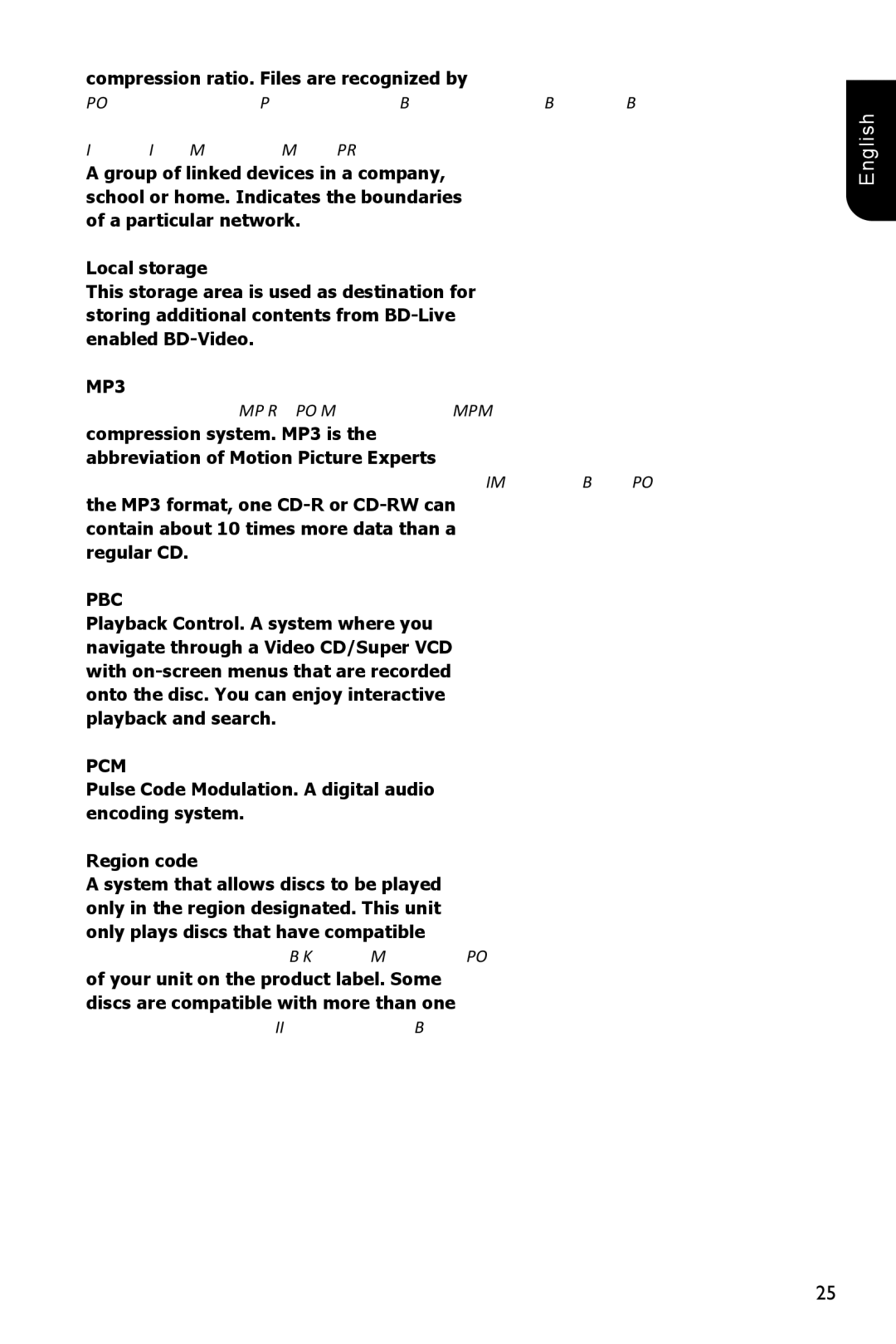 Toshiba BDX1100KU owner manual MP3, Pbc, Pcm 