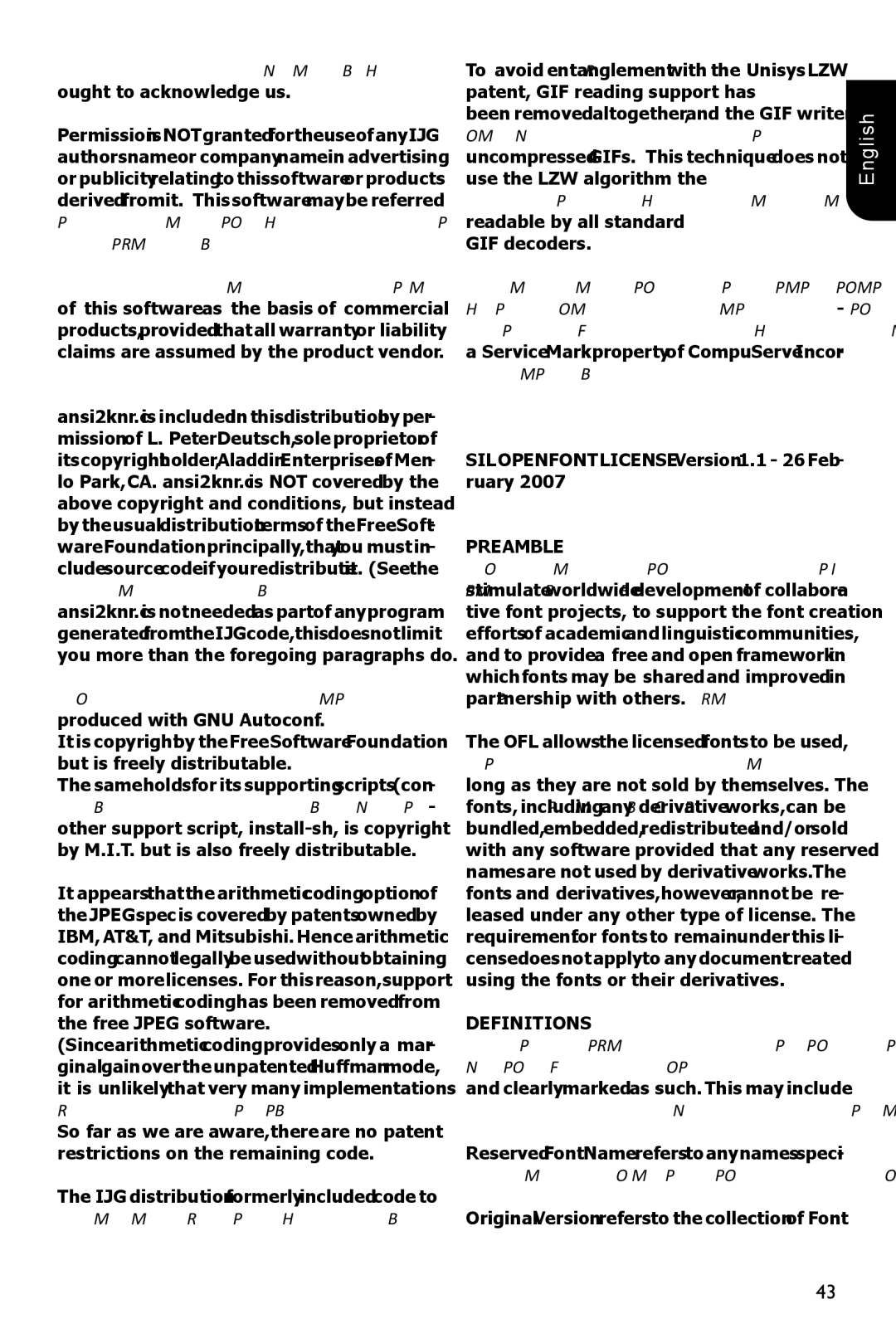 Toshiba BDX1100KU owner manual Use the LZW algorithm, CharisSIL OFL, Preamble, Definitions 