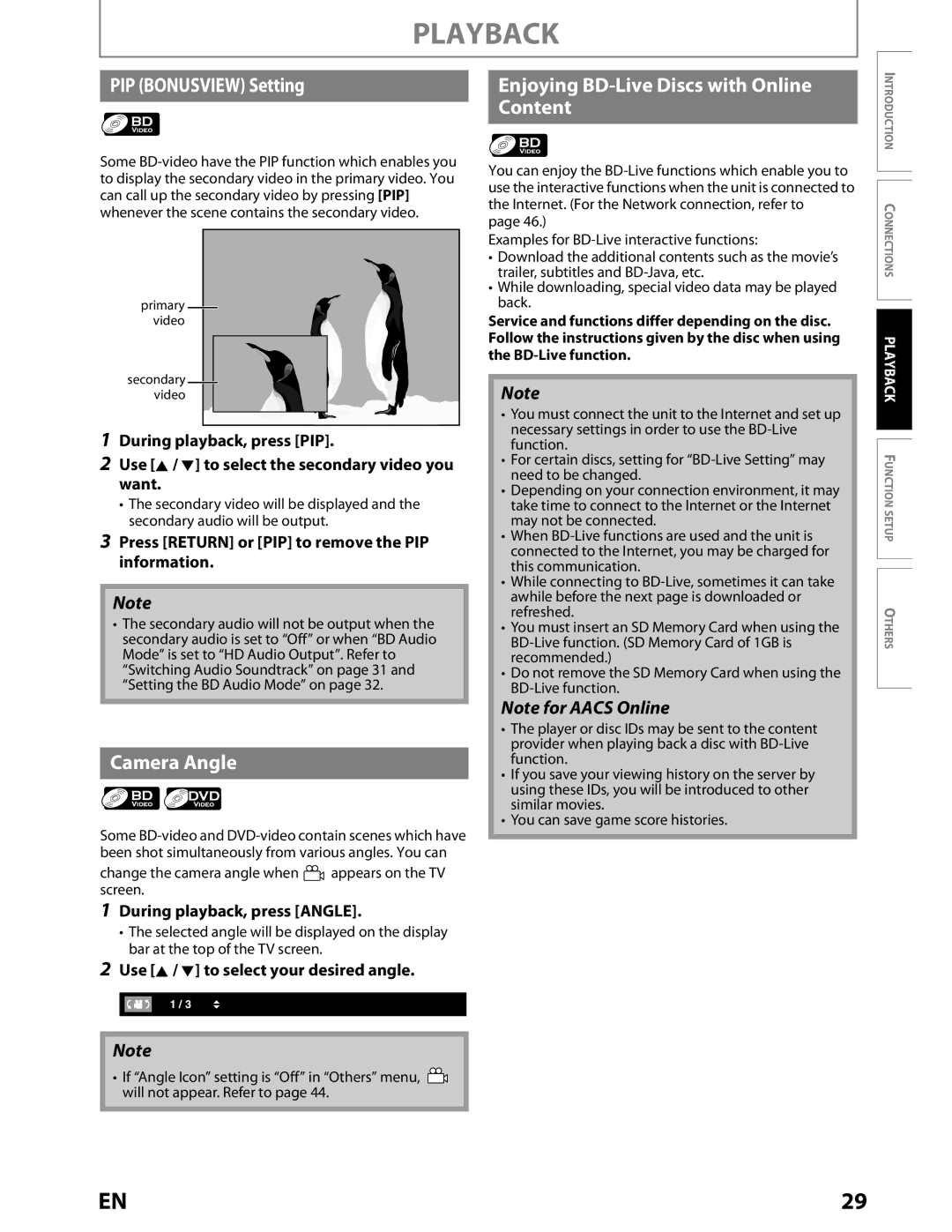 Toshiba BDX2000KU owner manual Enjoying BD-Live Discs with Online Content, During playback, press Angle 