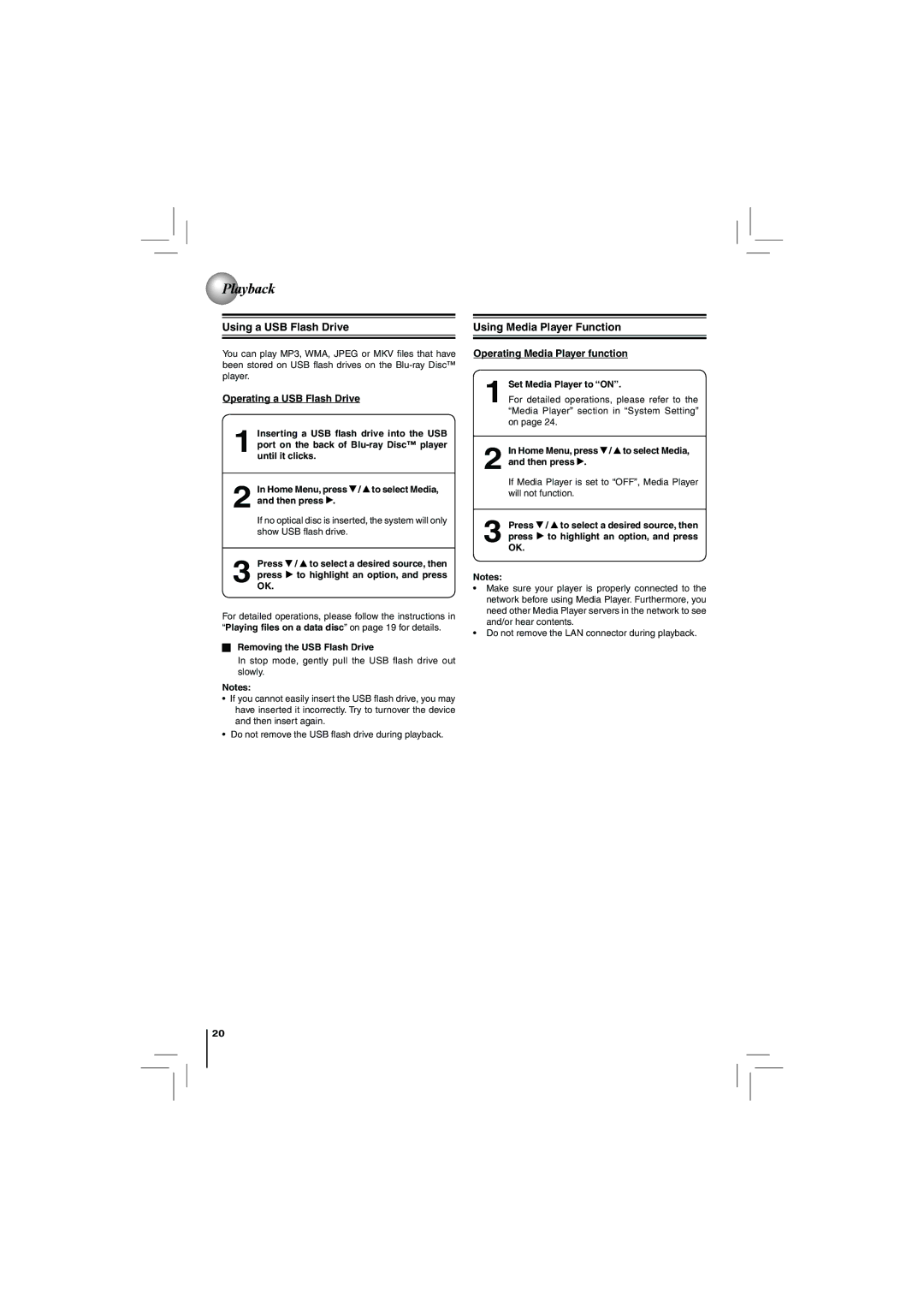 Toshiba BDX2150KC owner manual Using a USB Flash Drive, Operating a USB Flash Drive, Removing the USB Flash Drive 