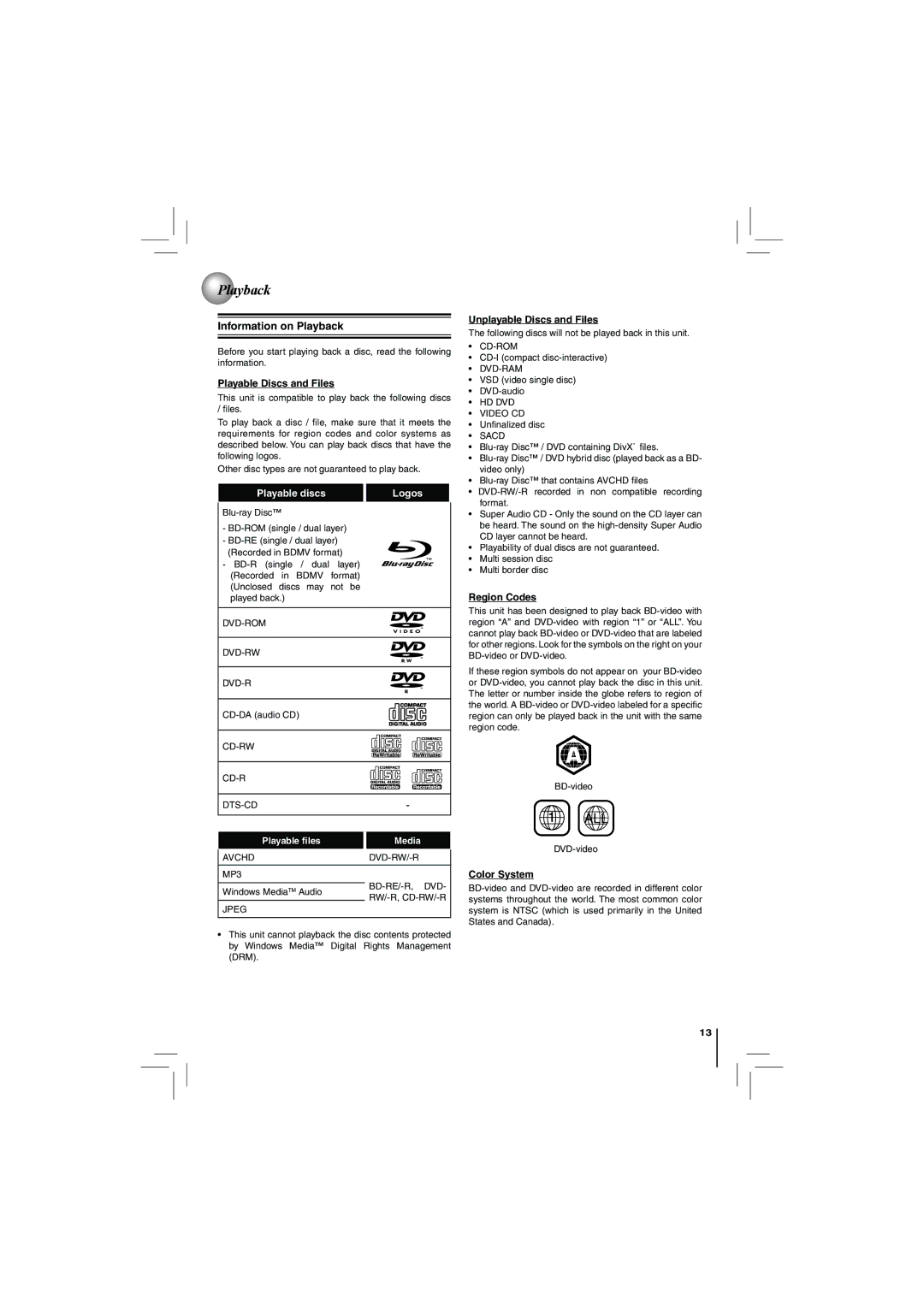 Toshiba BDX2250KU owner manual Playback 