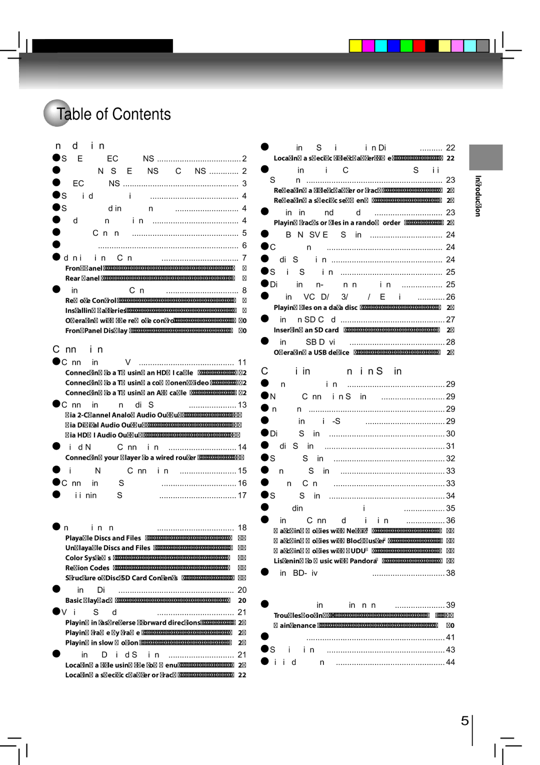 Toshiba BDX2500KU owner manual Table of Contents 