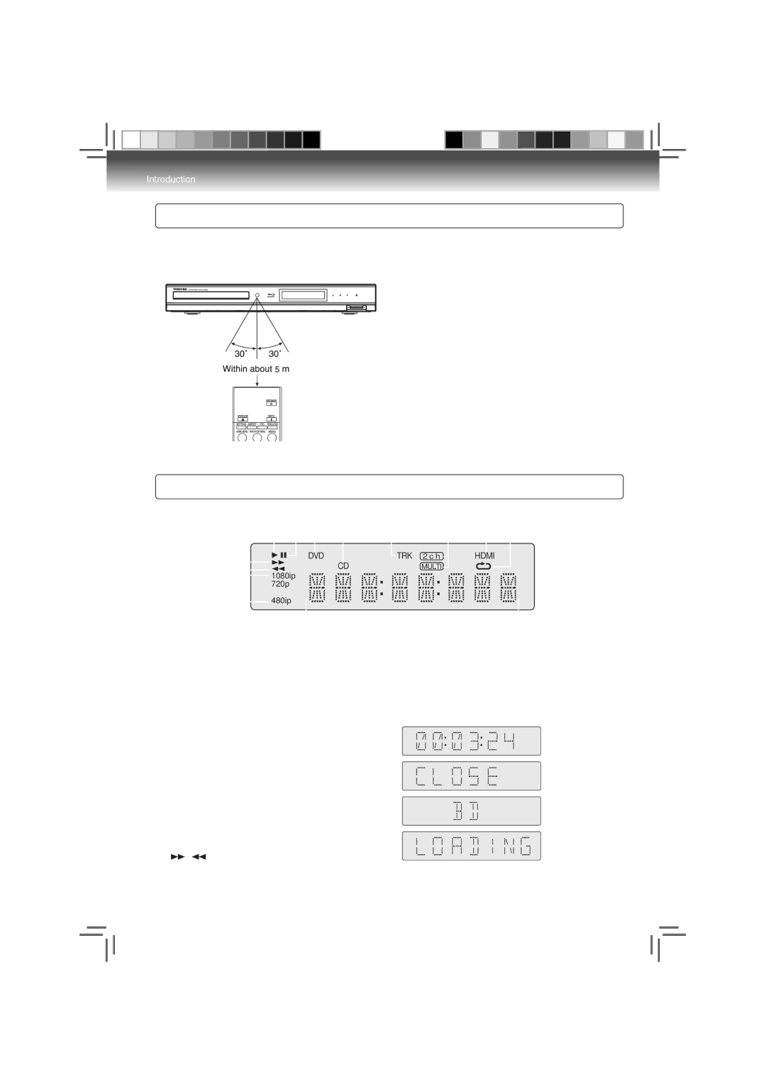 Toshiba BDX3000KU owner manual Operating with the remote control, Front Panel Display 