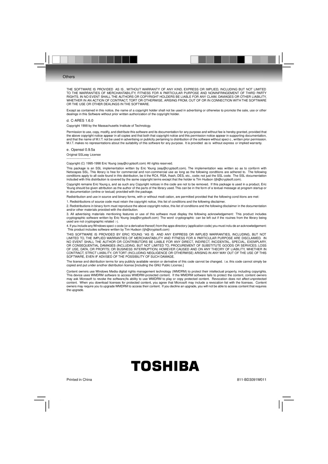 Toshiba BDX3000KU owner manual Ares 