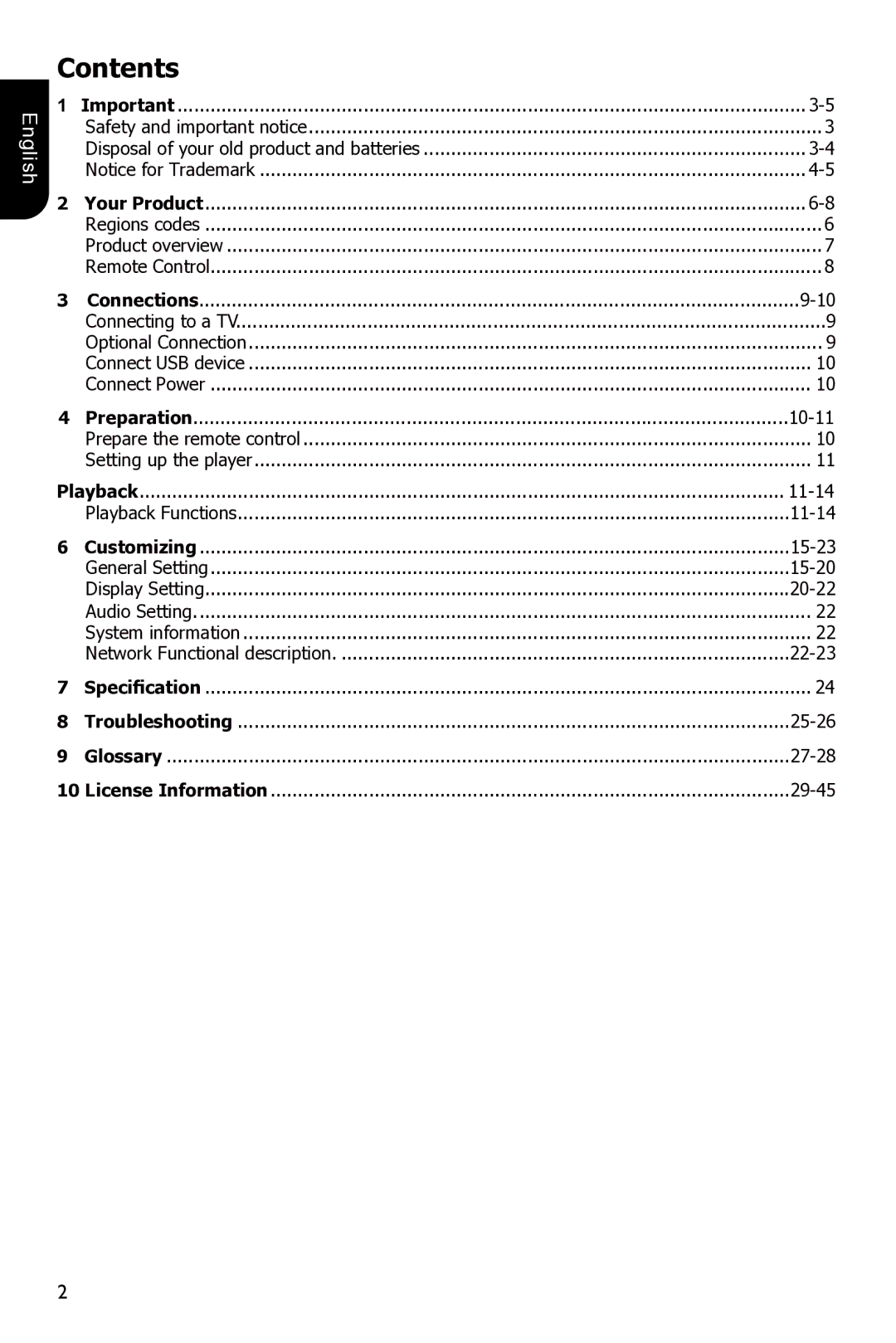 Toshiba BDX3300 owner manual Contents 