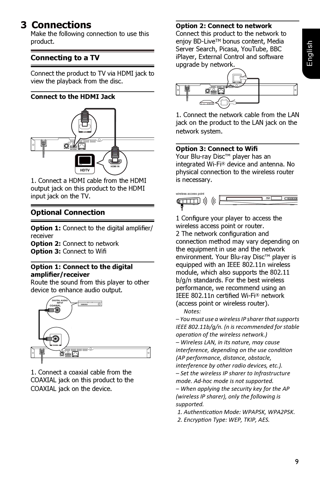 Toshiba BDX3300 owner manual Connections, Connecting to a TV, Optional Connection 