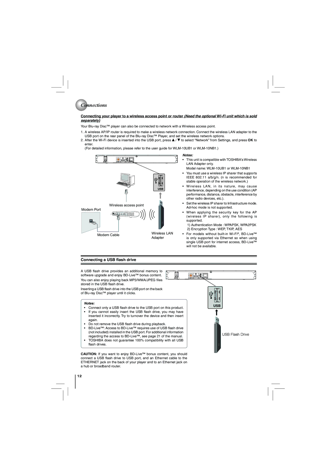 Toshiba BDX4150KU owner manual Connecting a USB ﬂash drive 