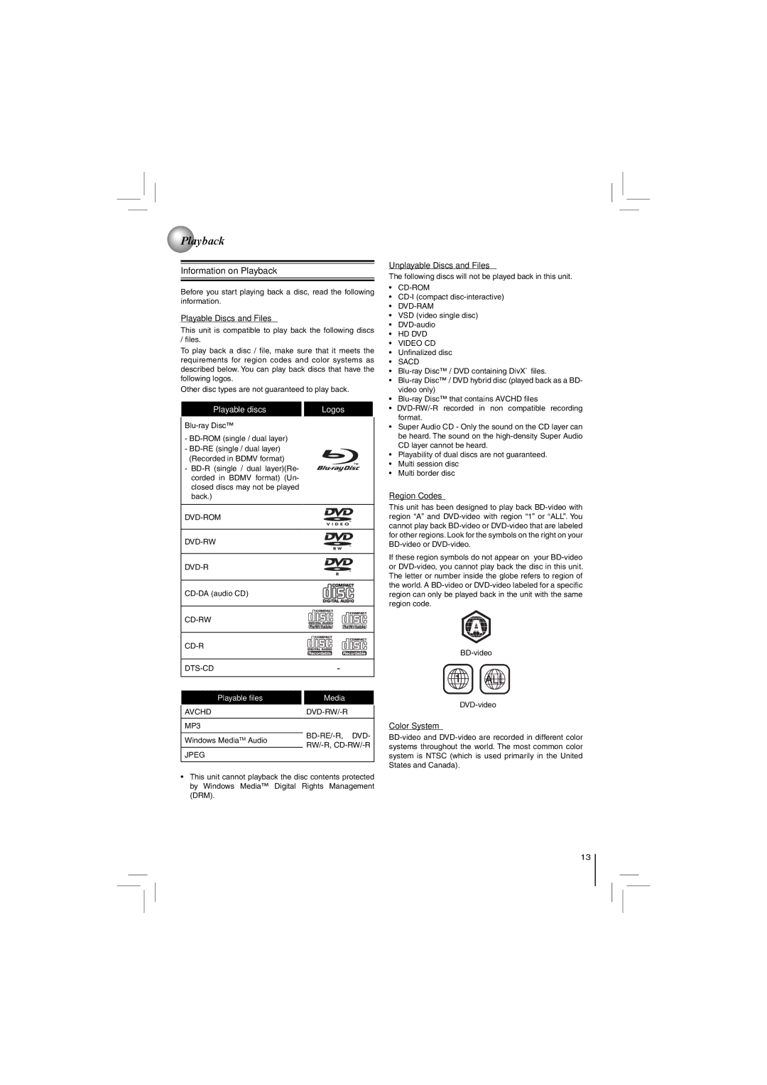 Toshiba BDX4150KU owner manual Playback 