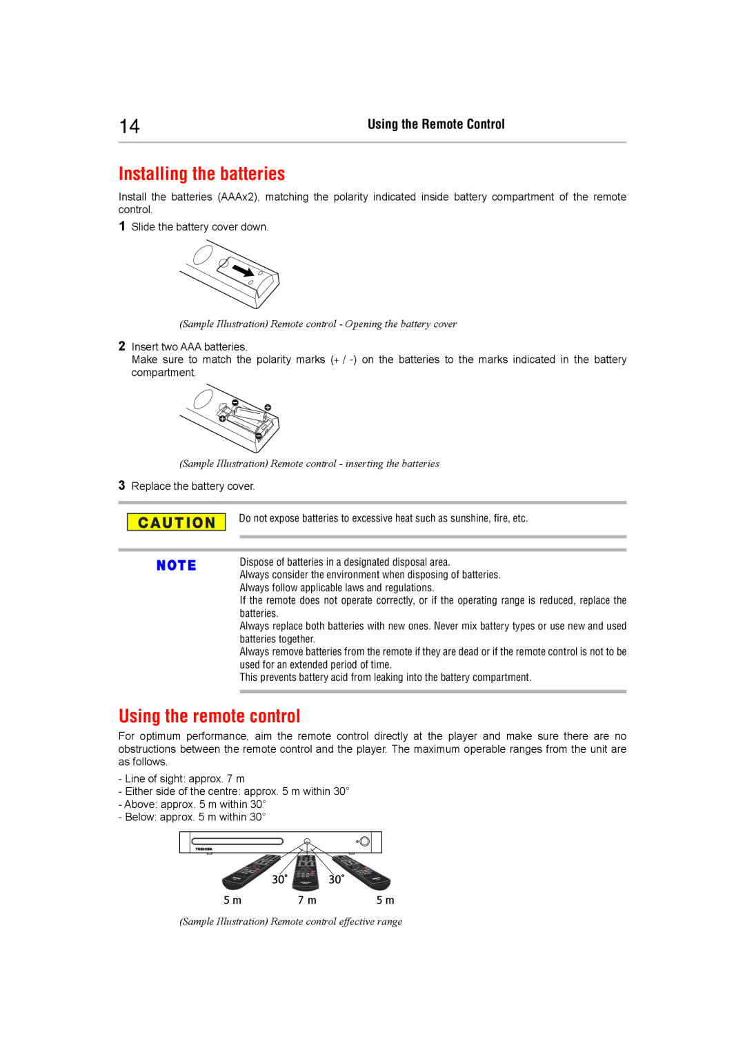 Toshiba BDX5400KC manual Installing the batteries, Using the remote control 