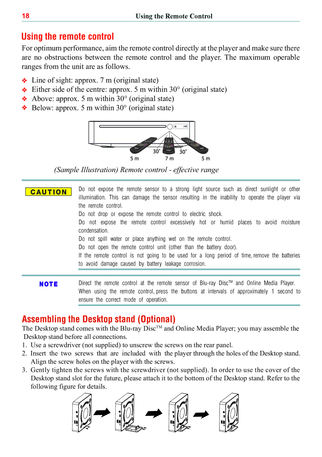 Toshiba BDX5500KC manual Using the remote control, Sample Illustration Remote control effective range 