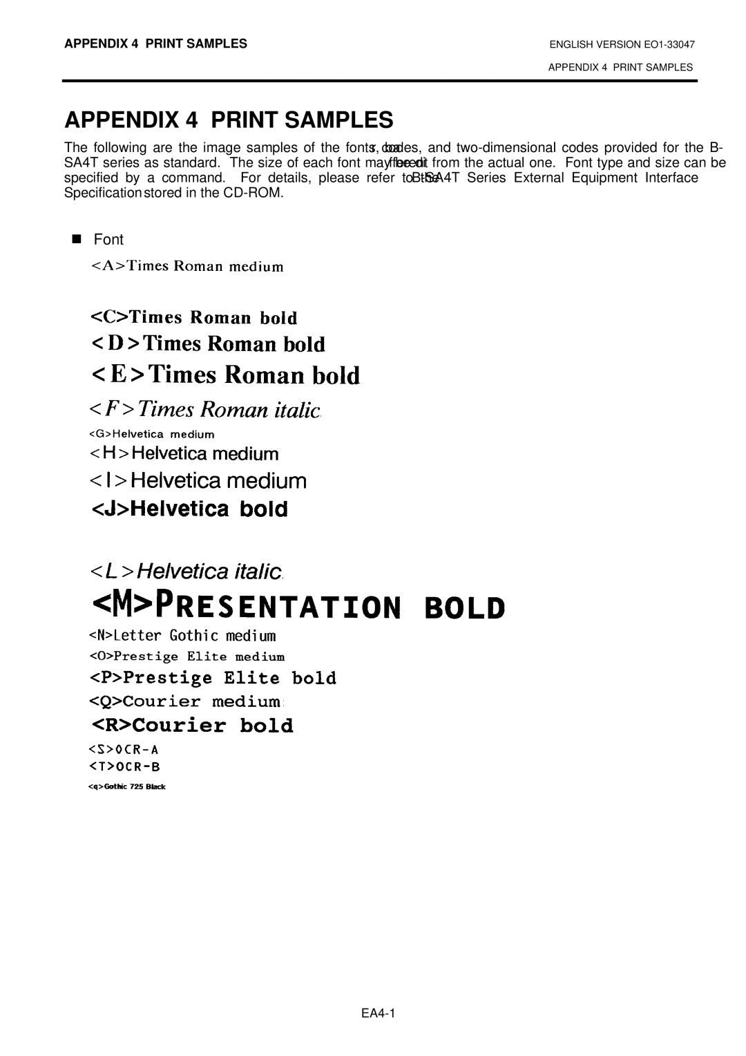 Toshiba BSA4TMTS12QMR, B-SA4TM-TS12-QM-R owner manual Appendix 4 Print Samples 