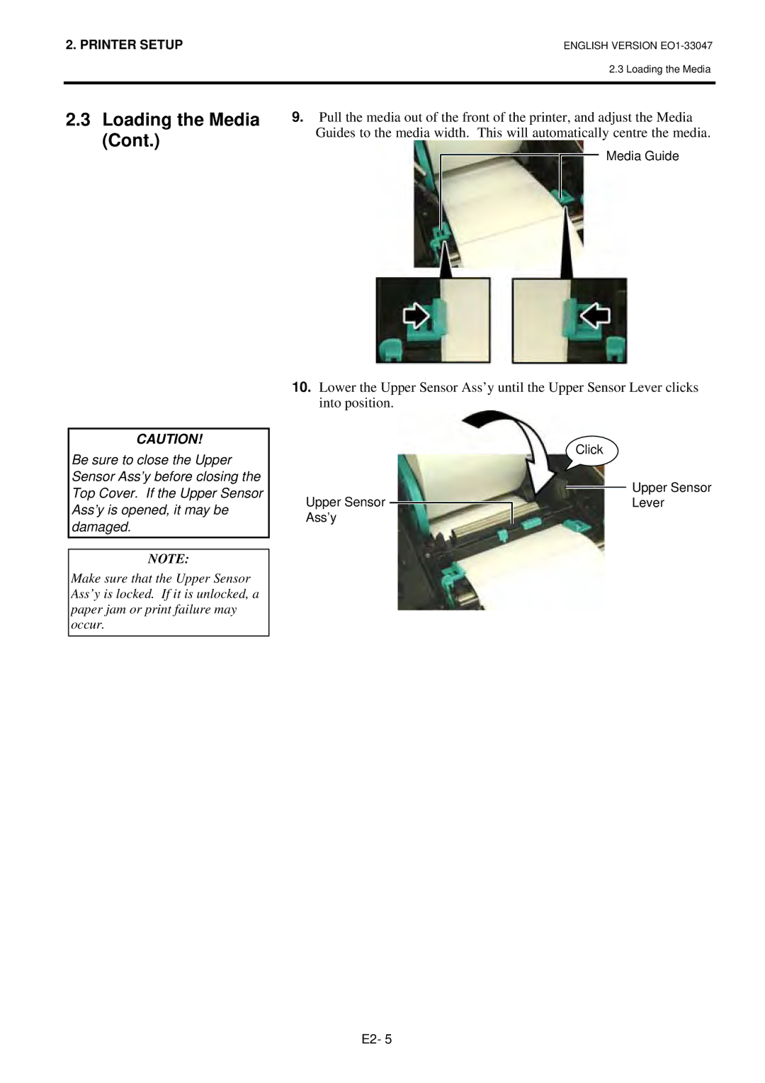 Toshiba BSA4TMTS12QMR, B-SA4TM-TS12-QM-R owner manual Click Upper Sensor Upper SensorLever Ass’y 