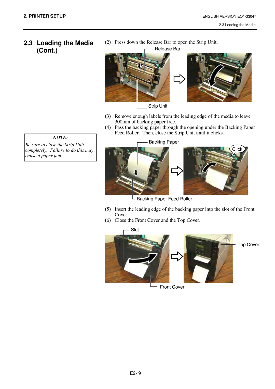 Toshiba B-SA4TM-TS12-QM-R, BSA4TMTS12QMR owner manual Press down the Release Bar to open the Strip Unit 