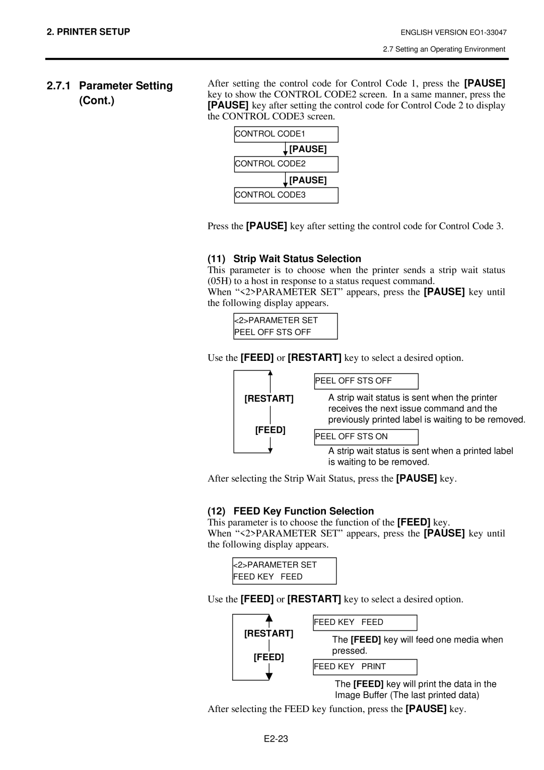 Toshiba B-SA4TM, BSA4TMTS12QMR Strip Wait Status Selection, After selecting the Strip Wait Status, press the Pause key 