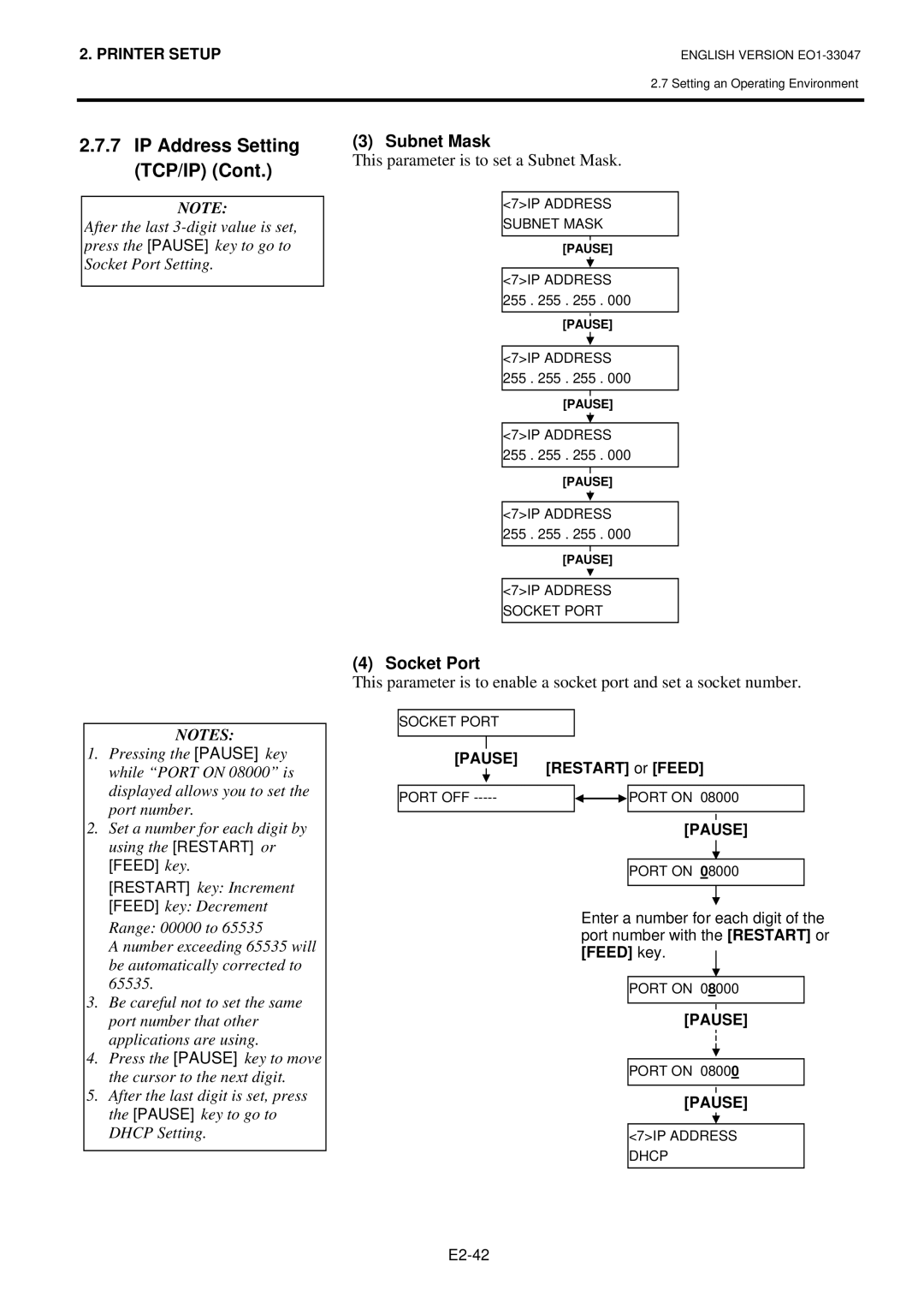 Toshiba B-SA4TM-TS12-QM-R, BSA4TMTS12QMR owner manual This parameter is to set a Subnet Mask, Socket Port 