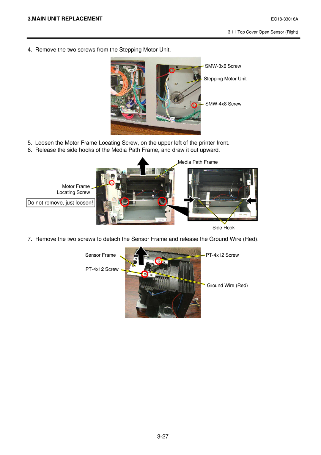 Toshiba BSA4TMTS12QMR, BSA4TMGS12QMR manual Remove the two screws from the Stepping Motor Unit 