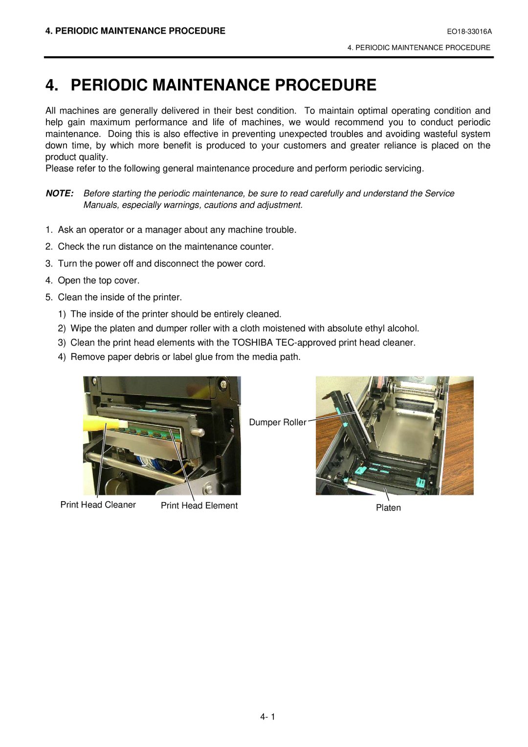 Toshiba BSA4TMTS12QMR, BSA4TMGS12QMR manual Periodic Maintenance Procedure 