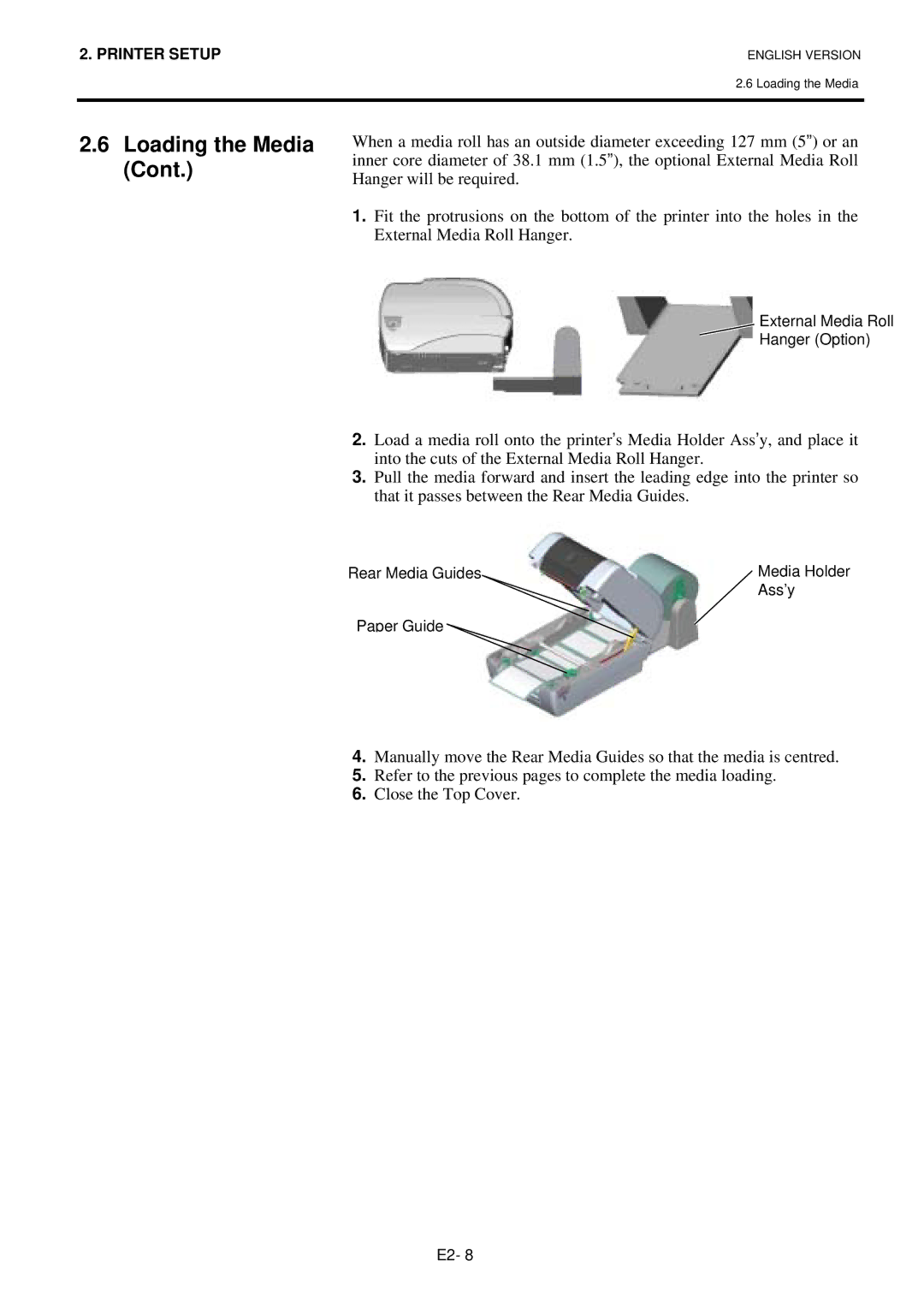 Toshiba BSV4TGS10QMR manual External Media Roll Hanger Option 