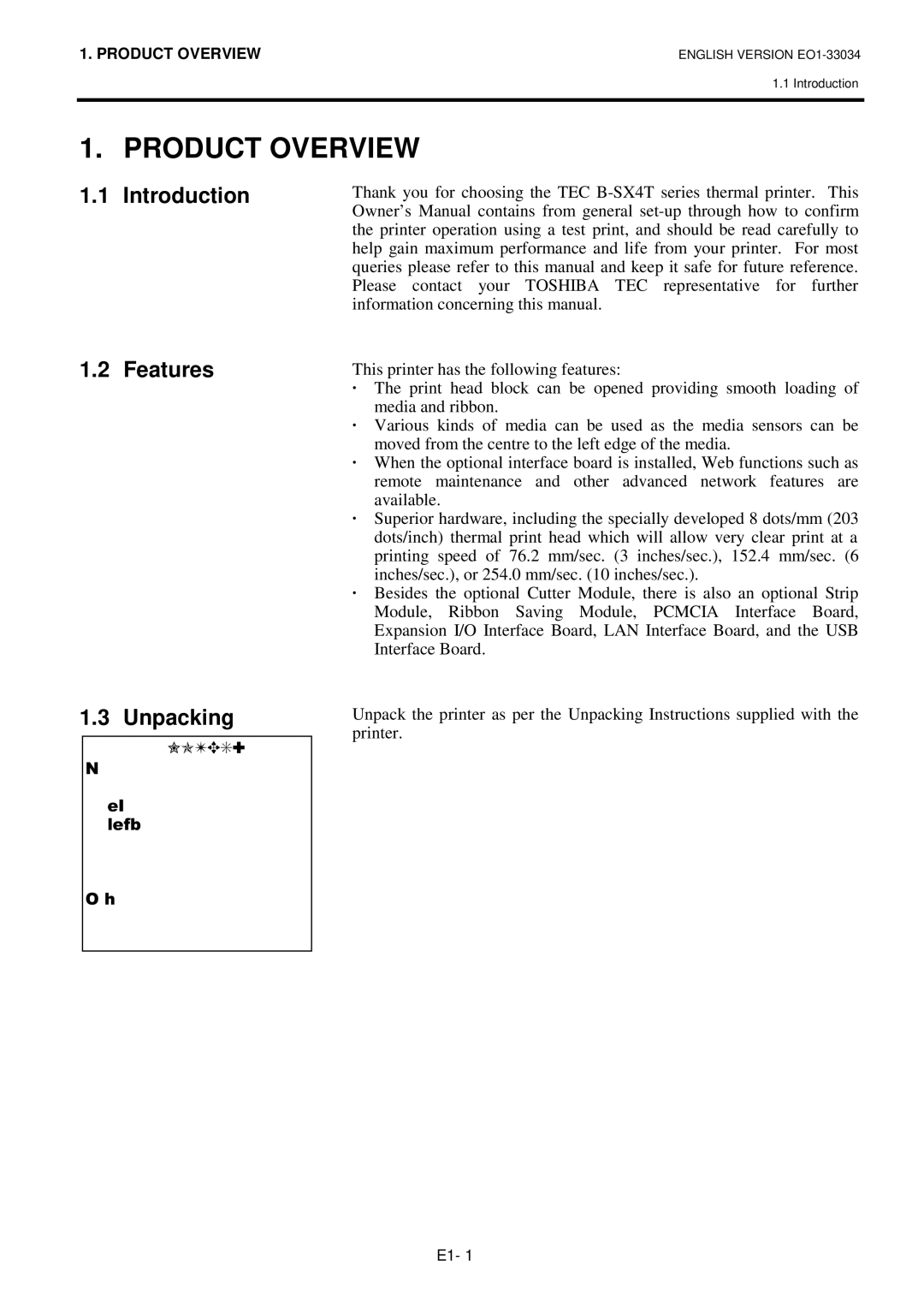 Toshiba B-SX4T Series, BSX4TGS20QMR owner manual Product Overview, Introduction Features, Unpacking 