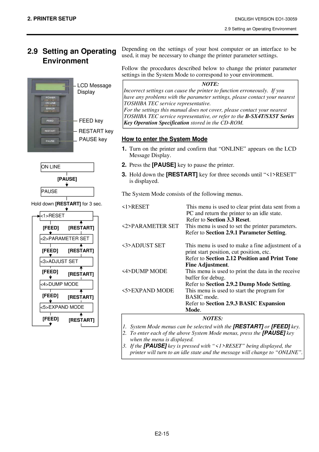 Toshiba B-SX5T-TS22-QM-R, BSX5TTS25QMR, BSX5TTS22QMR, B-SX5T-TS25-QM-R manual How to enter the System Mode 