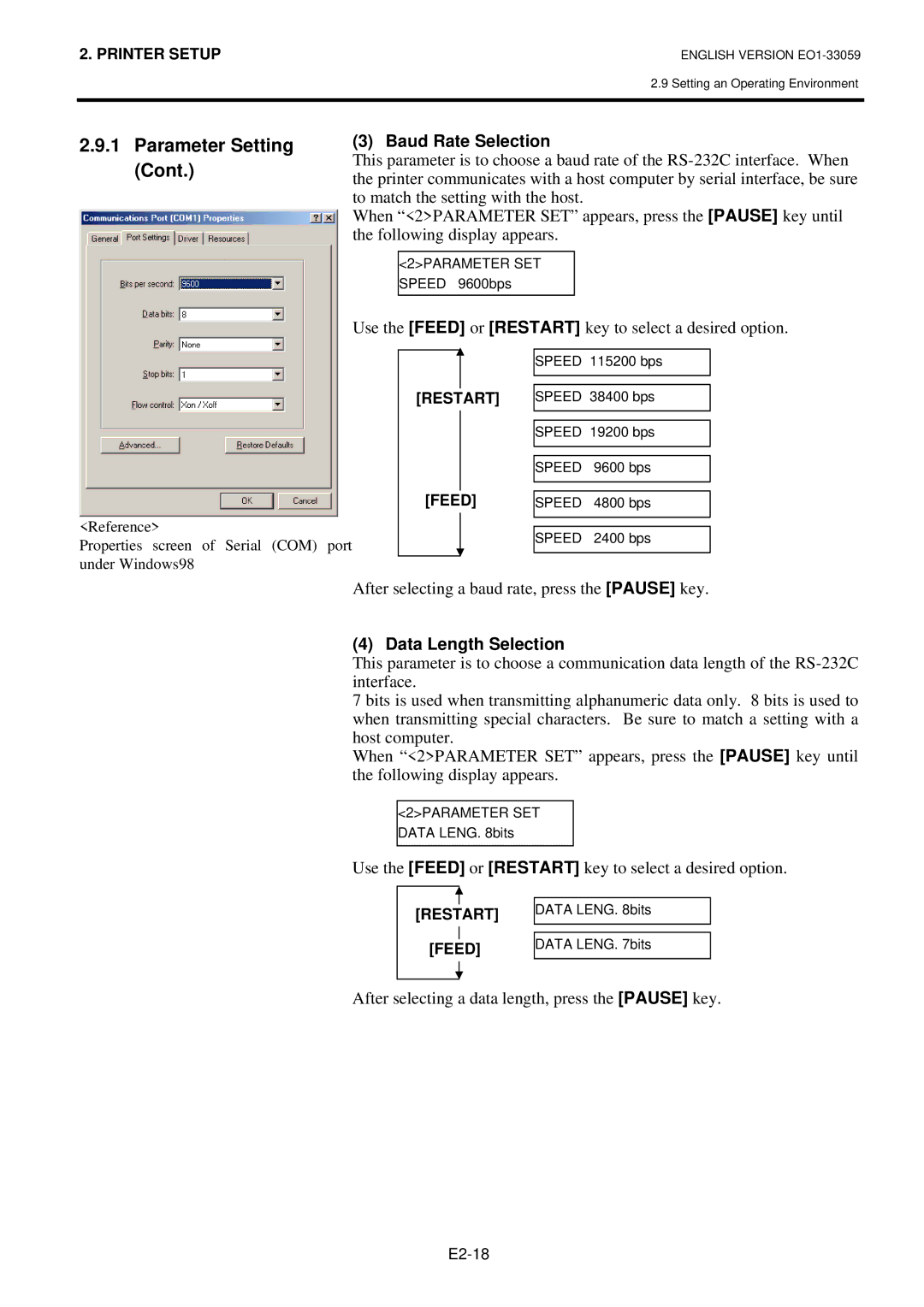 Toshiba BSX5TTS25QMR, B-SX5T-TS22-QM-R, BSX5TTS22QMR, B-SX5T-TS25-QM-R manual Baud Rate Selection, Data Length Selection 