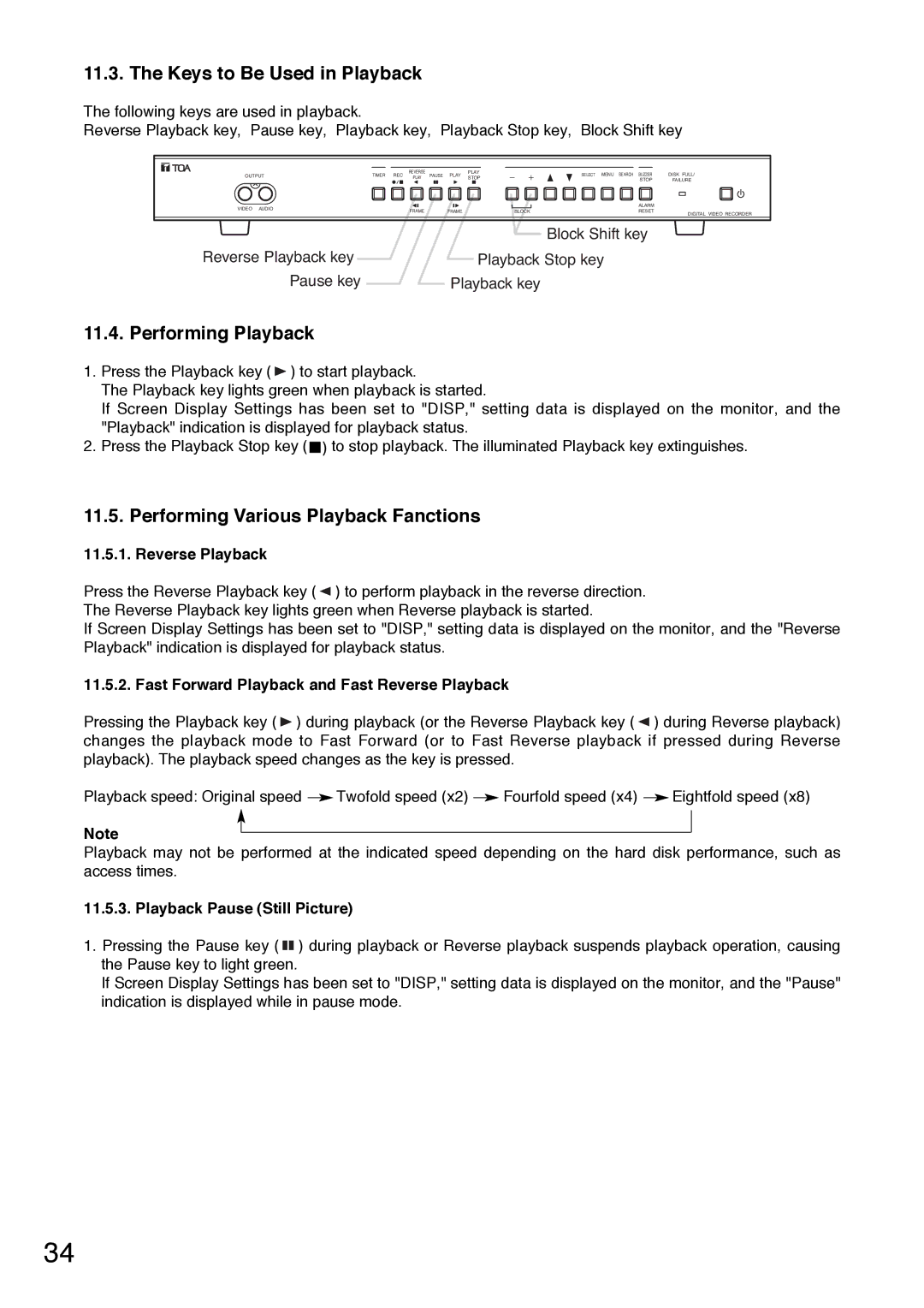 Toshiba C-DR0101 instruction manual Keys to Be Used in Playback, Performing Playback, Performing Various Playback Fanctions 