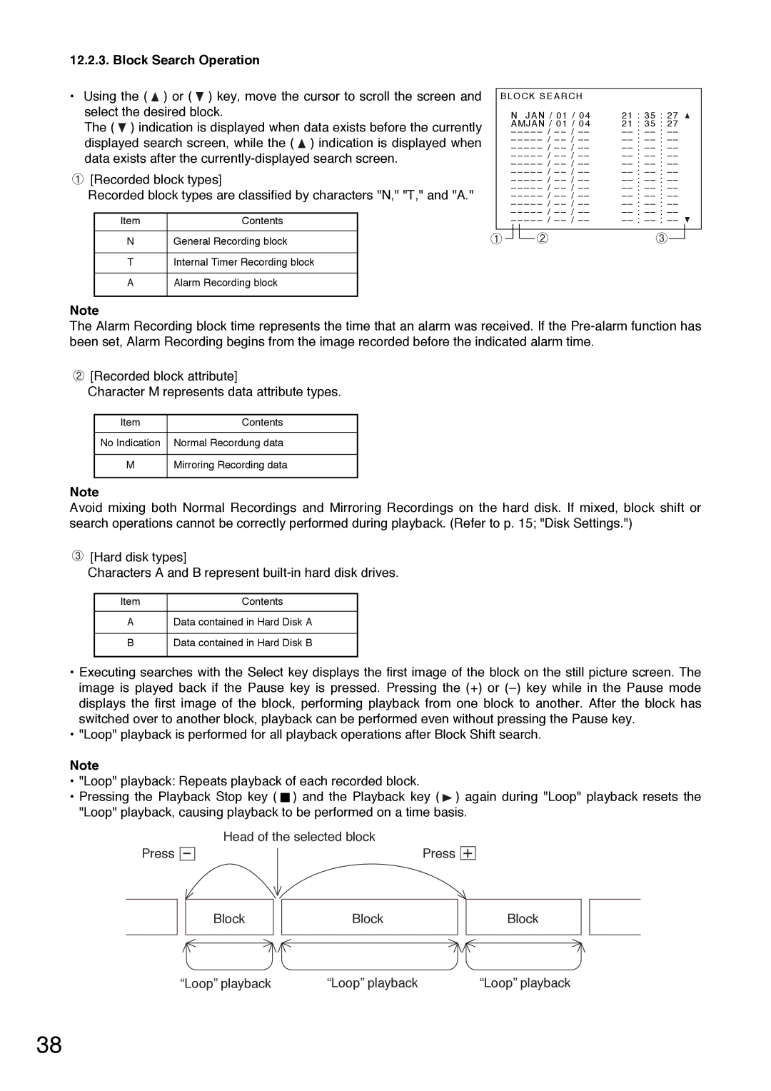 Toshiba C-DR0101 instruction manual Block Search Operation 