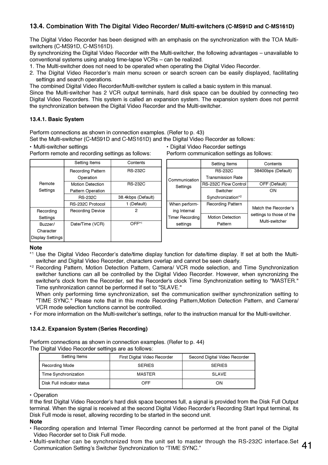 Toshiba C-DR0101 instruction manual Basic System, Expansion System Series Recording 