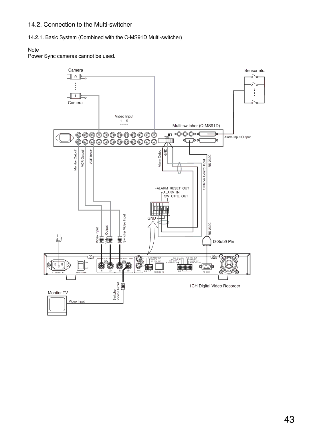 Toshiba C-DR0101 instruction manual Connection to the Multi-switcher, Basic System Combined with the C-MS91D Multi-switcher 